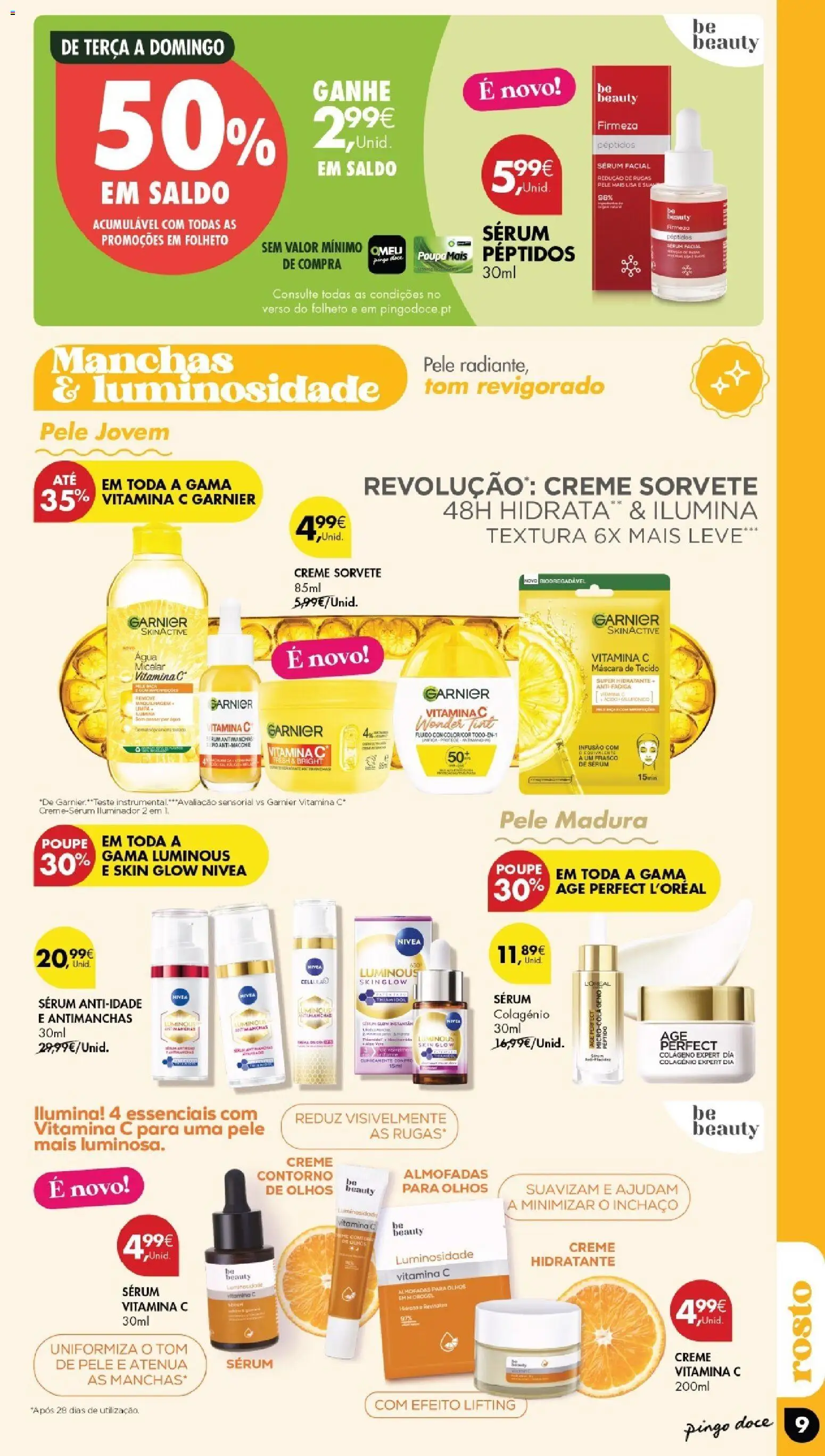 Pingo Doce Beleza │ válido de 18/08/2026 | Página: 9 | Produtos: Colágeno, Vitamina c, Creme, Sorvete