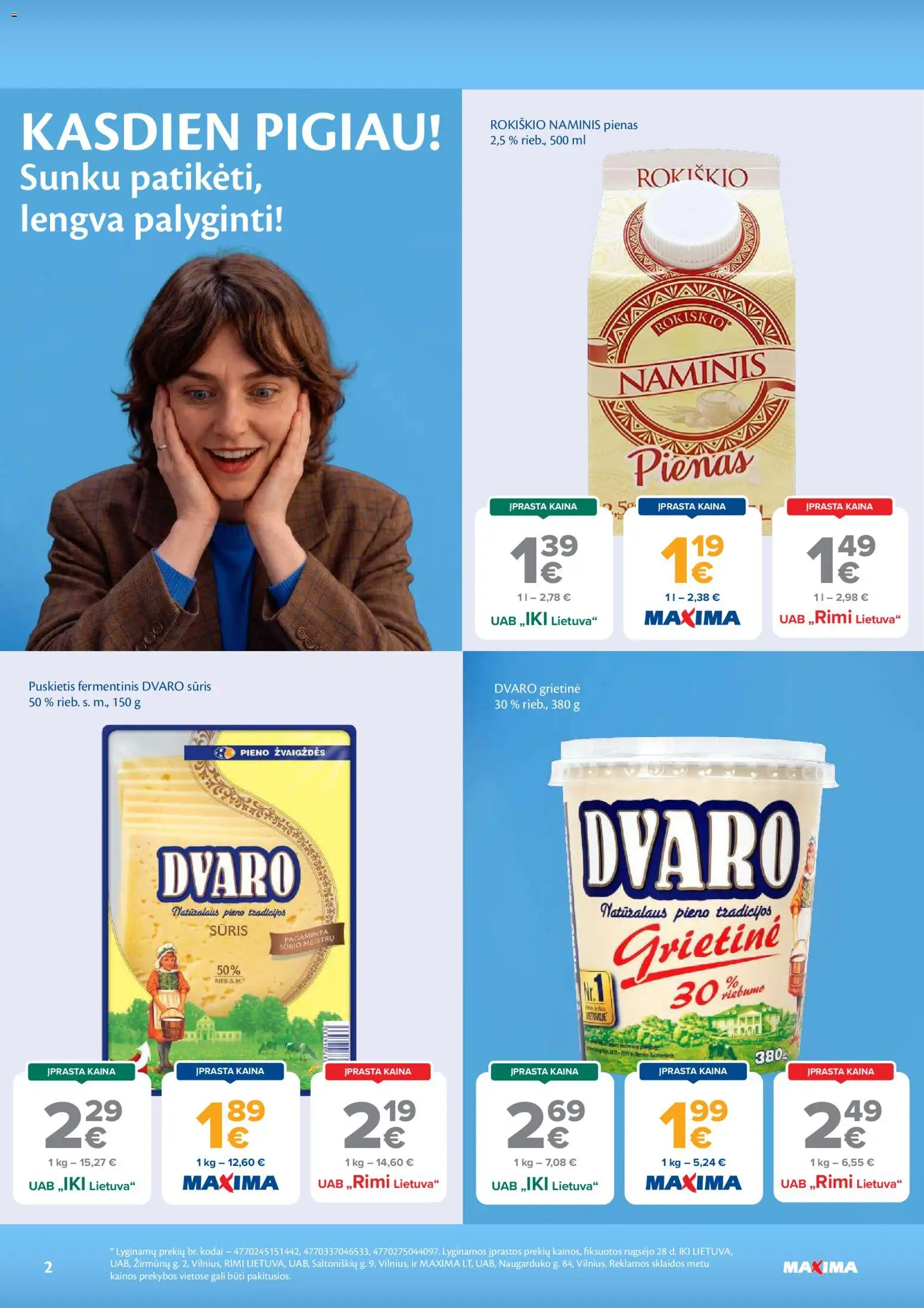 MAXIMA akcijos nuo 2026.10.06 | Puslapis: 2 | Prekių: Pienas, Sūris, Grietinė