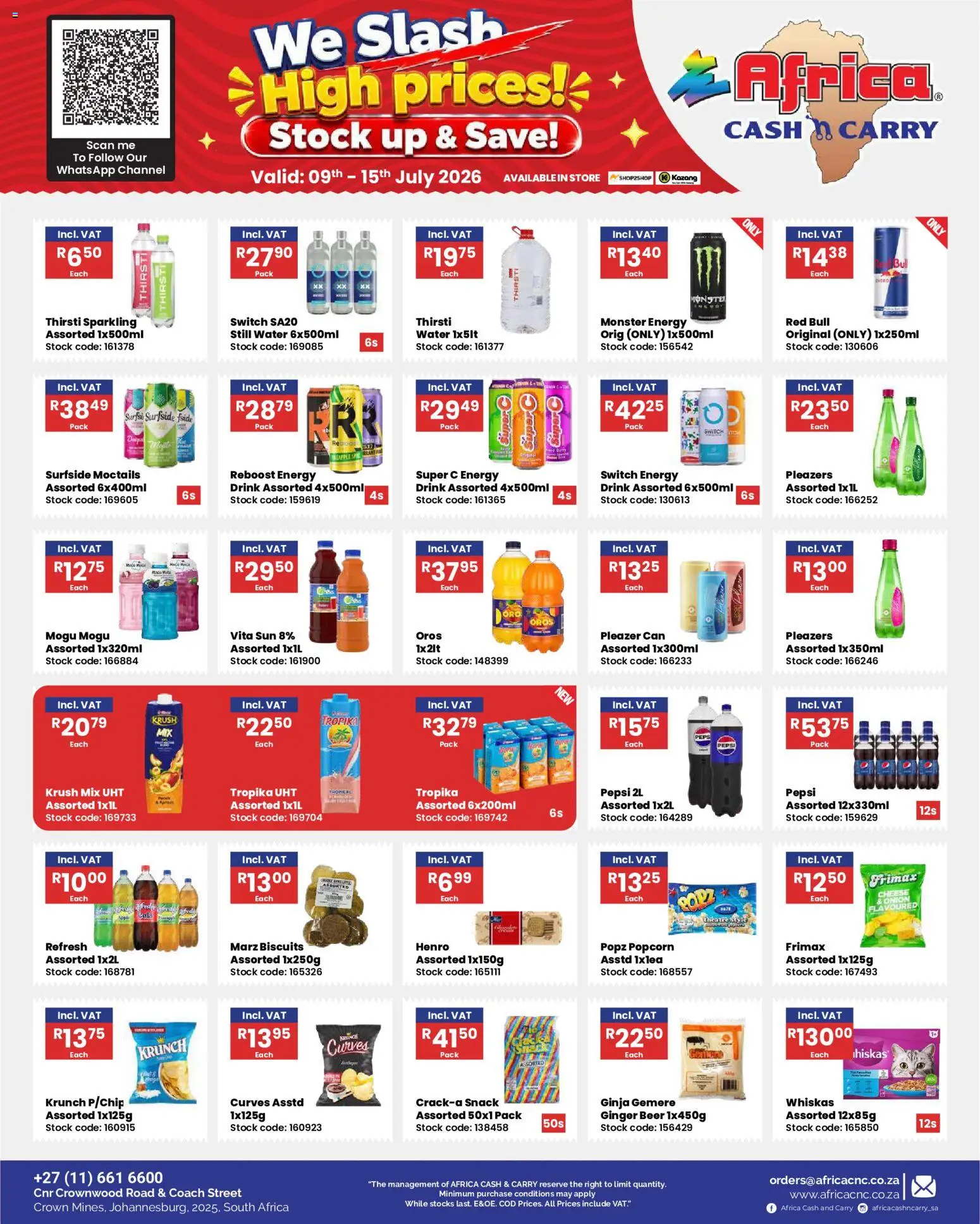 New Africa Cash & Carry catalogue – valid from 09/07/2026 | Page: 23 | Products: Cheese, Biscuits, Switch, Stock
