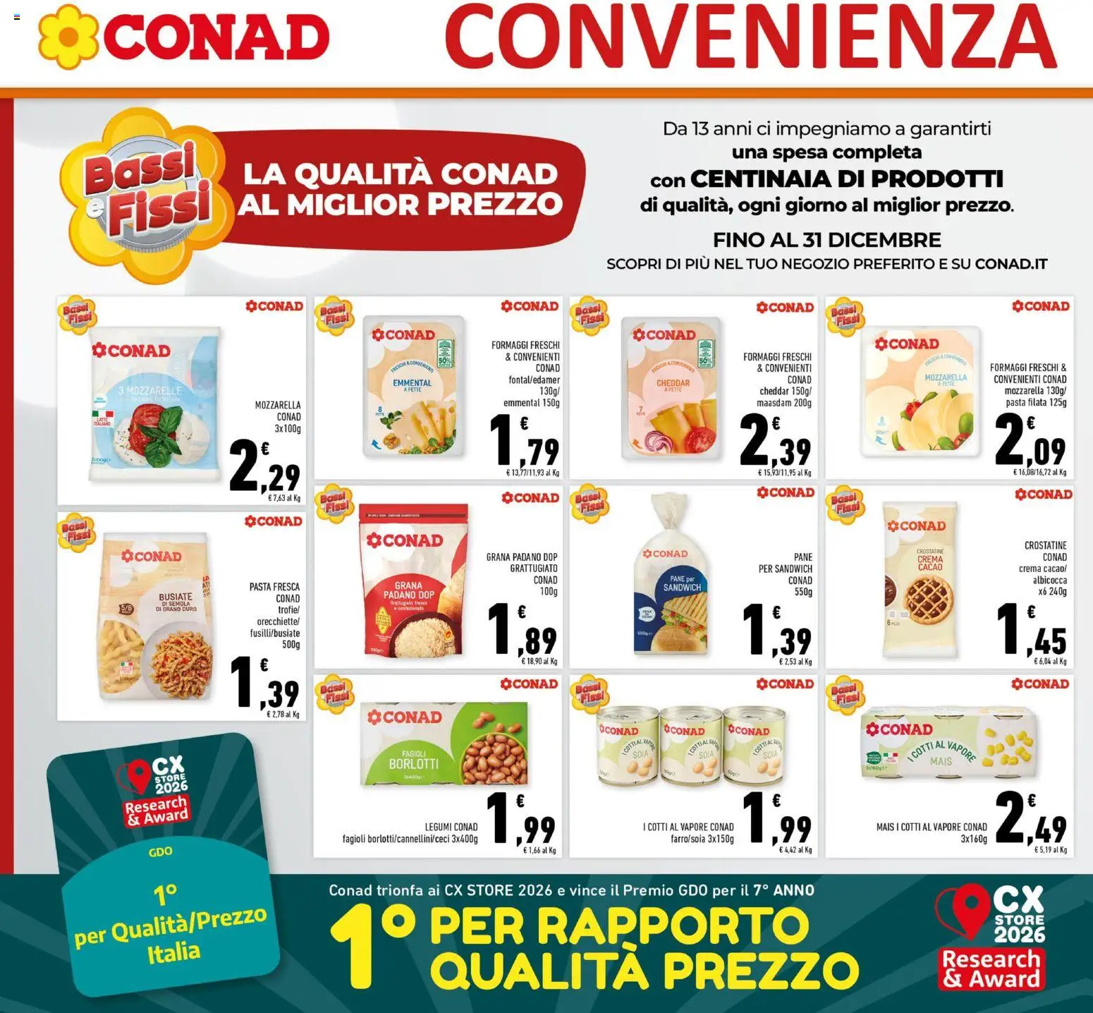 Volantino Conad del 23/09/2026 | Pagina: 18 | Prodotti: Pane, Cheddar, Pasta, Mais