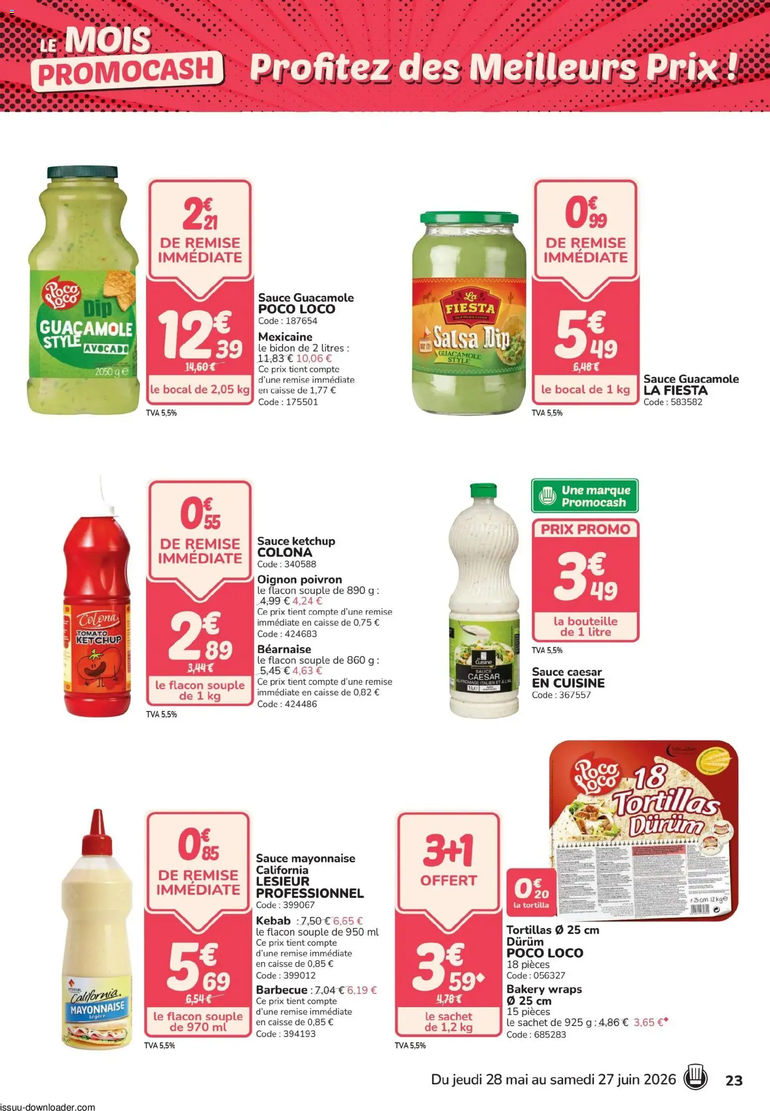 {H1} | Page: 23 | Produits: Tortillas, Guacamole, Fromage, Ketchup