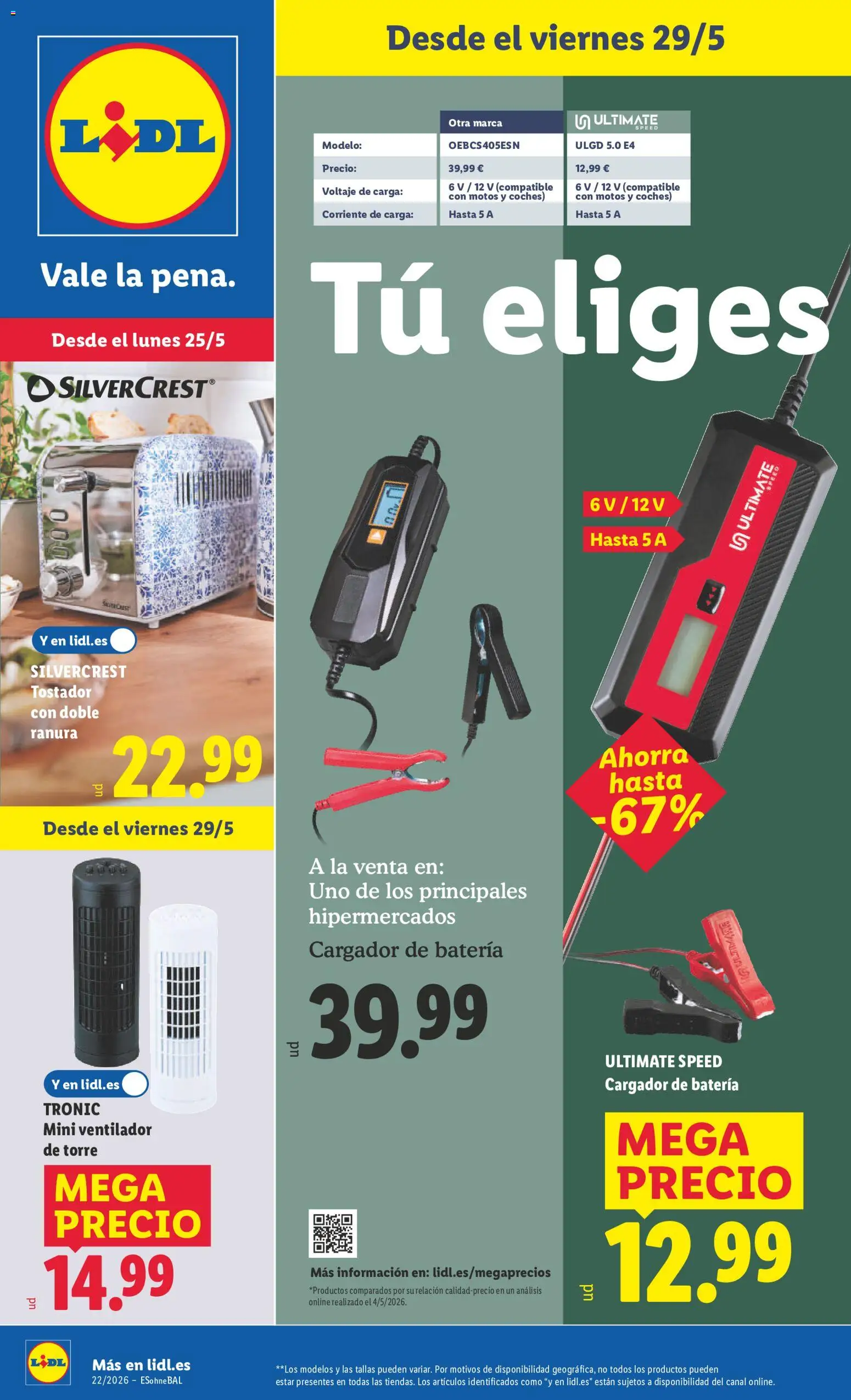 Lidl folleto de bazar │ válido desde el 25.05.2026 | Página: 1 | Productos: Ventilador, Tostador, Batería