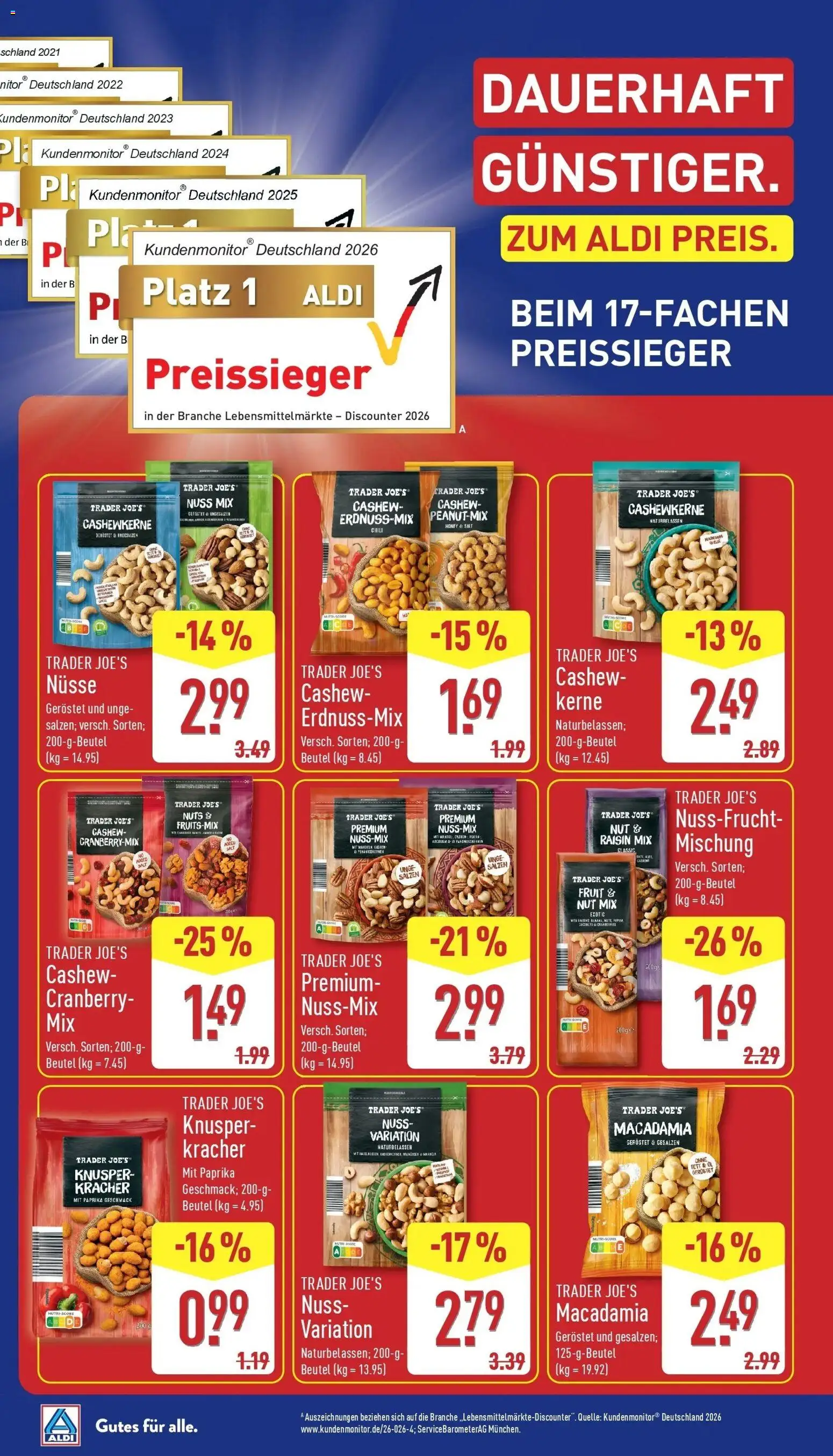 Aldi Aktueller Prospekt (ab 05.10.2026) » Angebote Online | Seite: 6 | Produkte: Mandeln, Cashew, Paprika, Nüsse