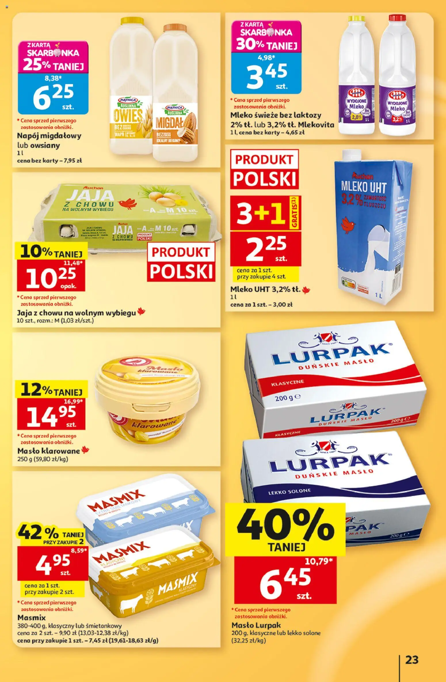 Auchan gazetka - 30 Lat Hipermarket od 03.09.2026 | Strona: 23 | Produkty: Karta, Masło klarowane, Napój migdałowy, Mleko świeże