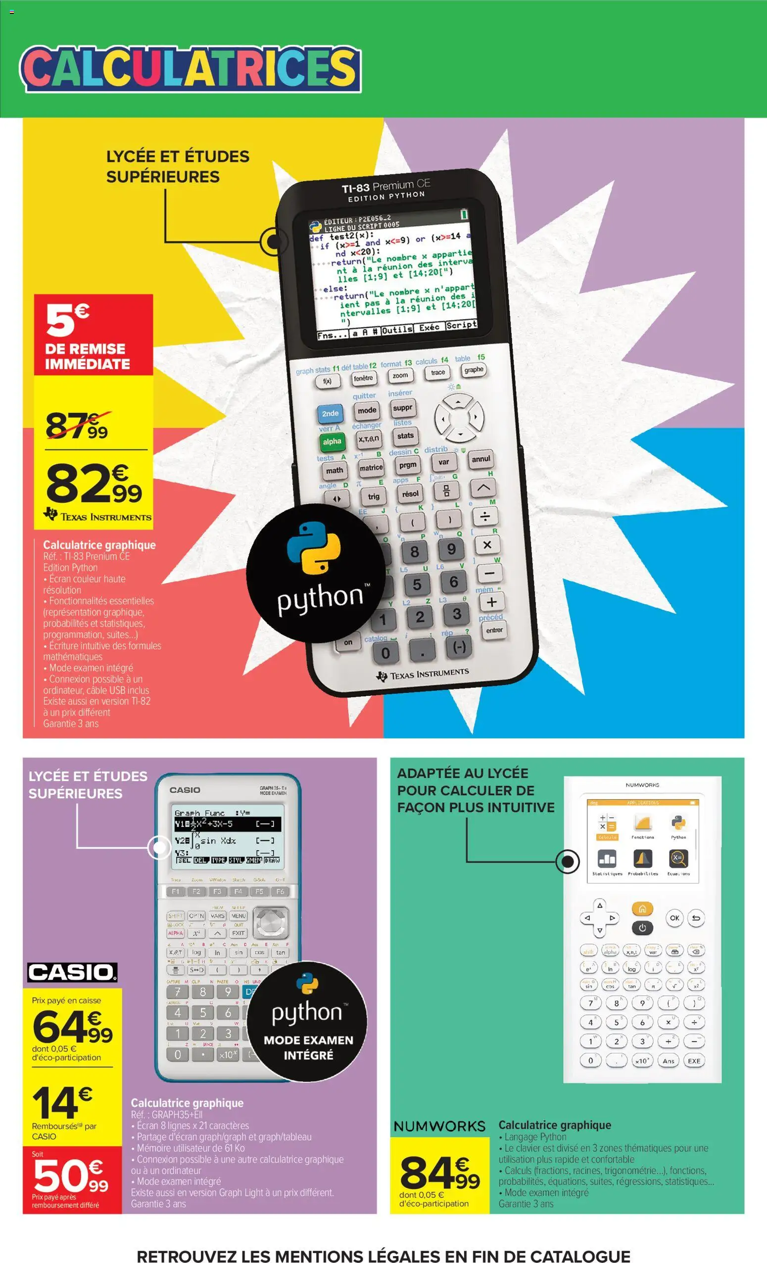 {H1} | Page: 27 | Produits: Ordinateur, Câble, Calculatrice, Numworks calculatrice graphique