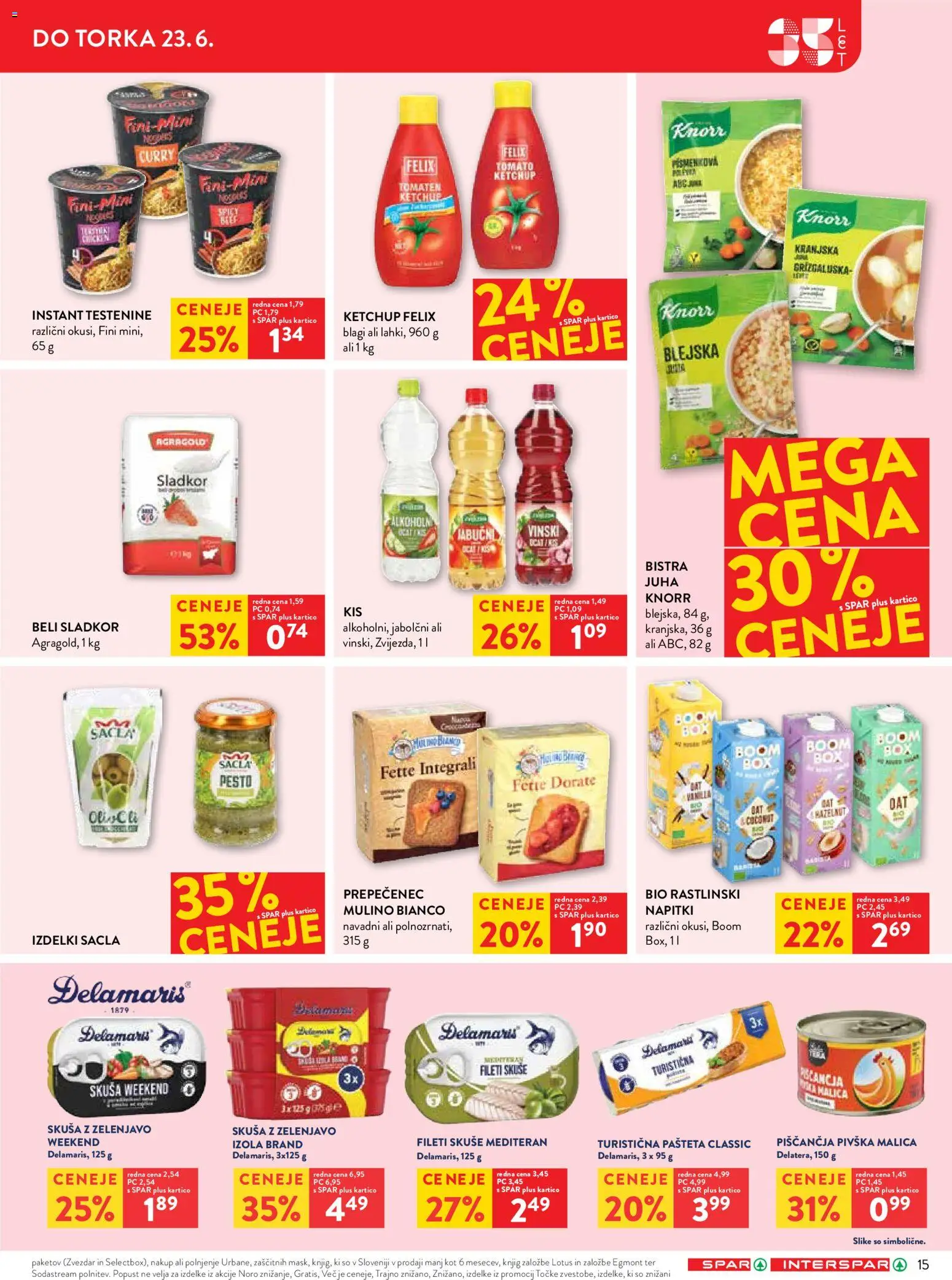 Novi Spar katalog ponudbe – veljaven od 17.06.2026 | Stran: 23 | Izdelki: Napitki, Juha, Pesto, Sladkor