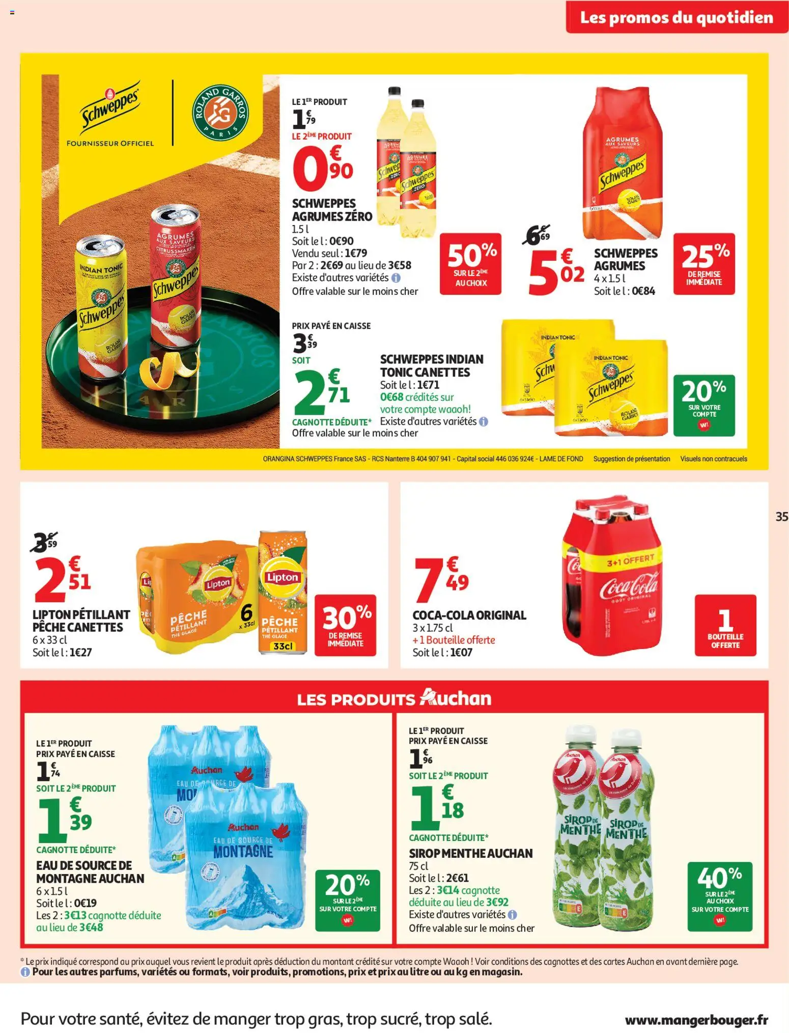 {H1} | Page: 36 | Produits: Orangina, Menthe, Pêche, Thé