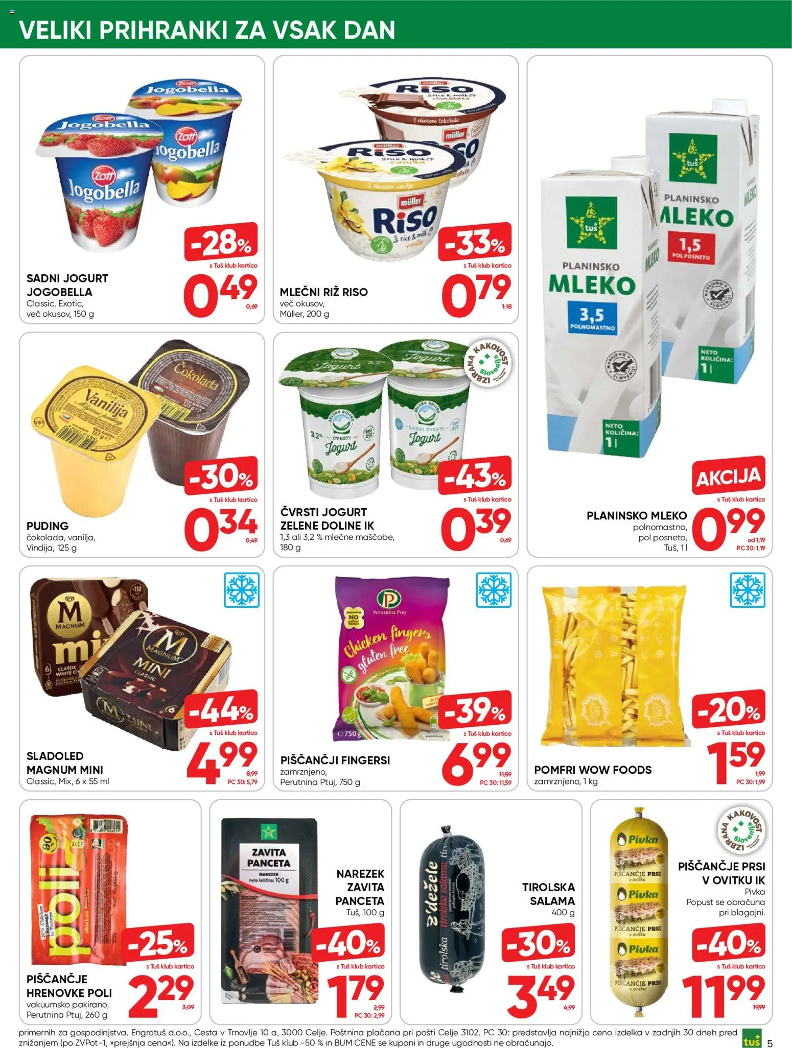 Novi Tuš katalog ponudbe – veljaven od 12.08.2026 | Stran: 5 | Izdelki: Puding, Narezek, Jogurt, Cokolada