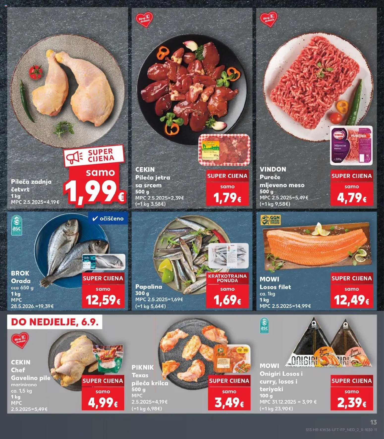 Kaufland katalog | vrijedi od 02.09.2026 | Stranica: 13 | Proizvodi: Puretina, Jetra, Pileća jetra, Losos
