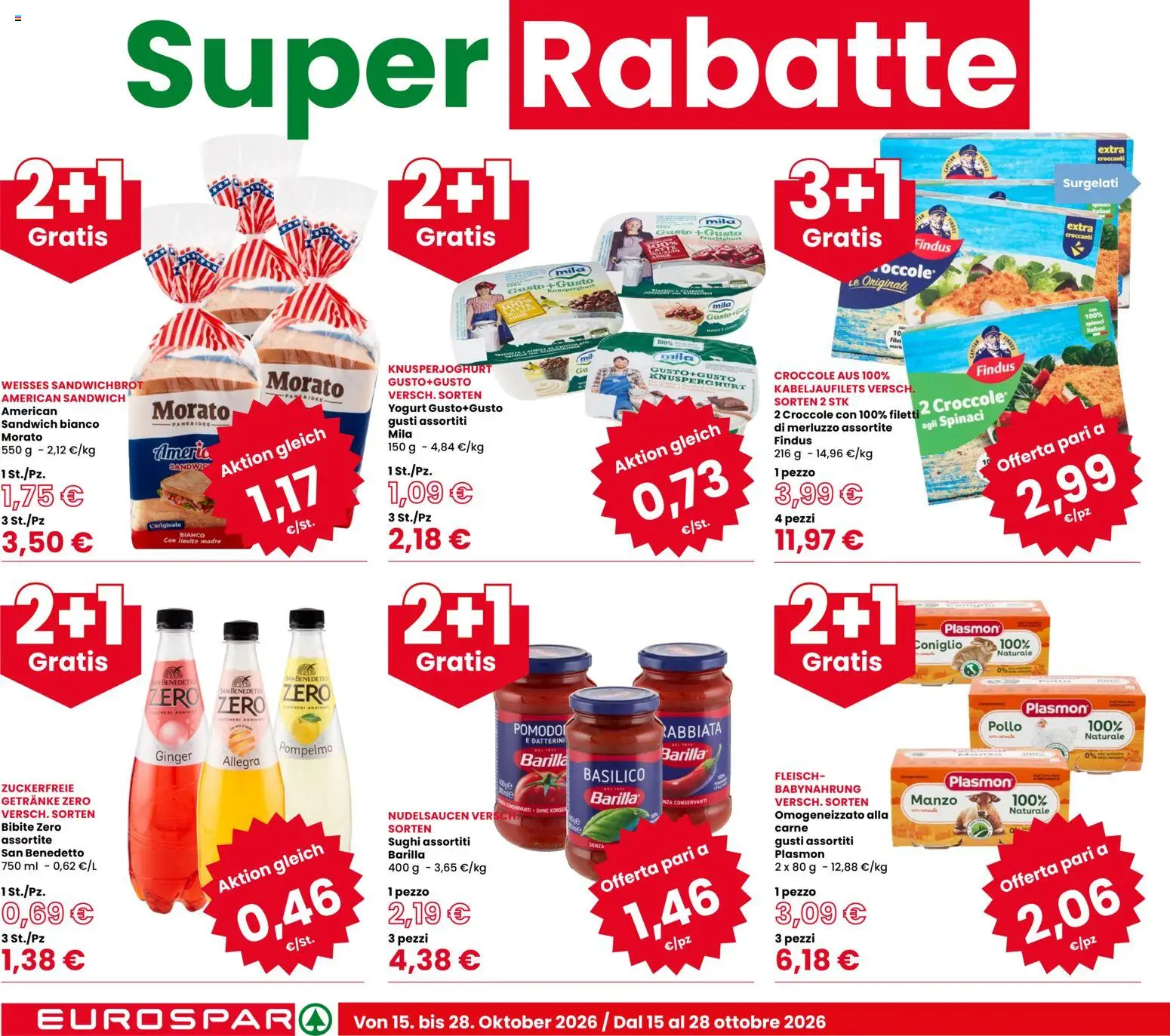 Volantino Eurospar del 15/10/2026 | Pagina: 2 | Prodotti: Manzo, Pompelmo, Bibite, Carne