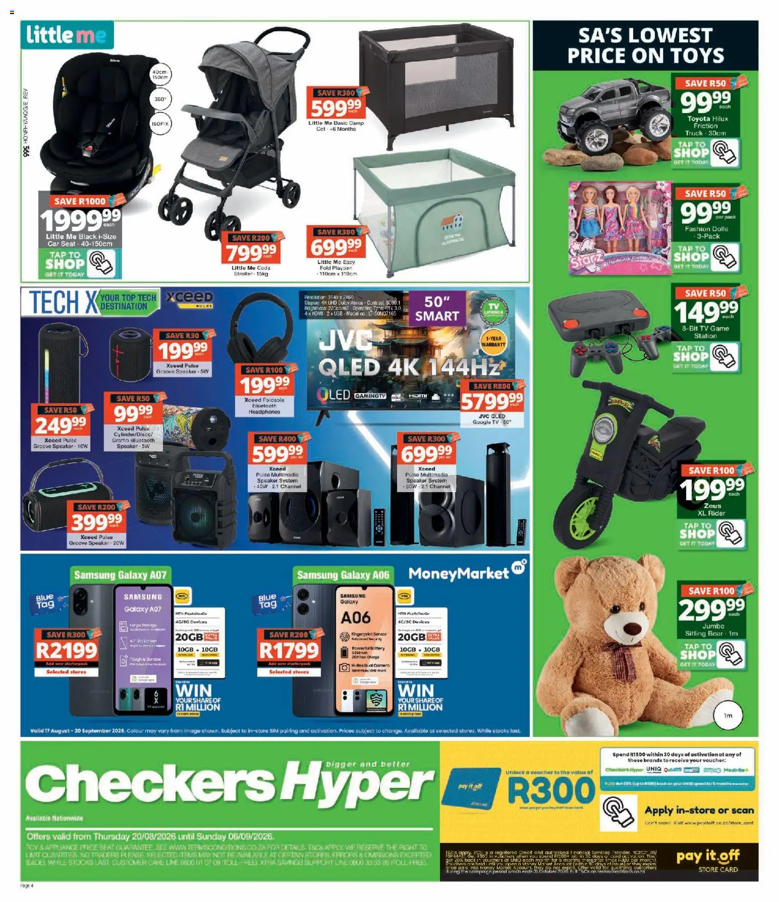 New Checkers catalogue – valid from 20/08/2026 | Page: 4 | Products: Sim, Arch, Speaker, Toys