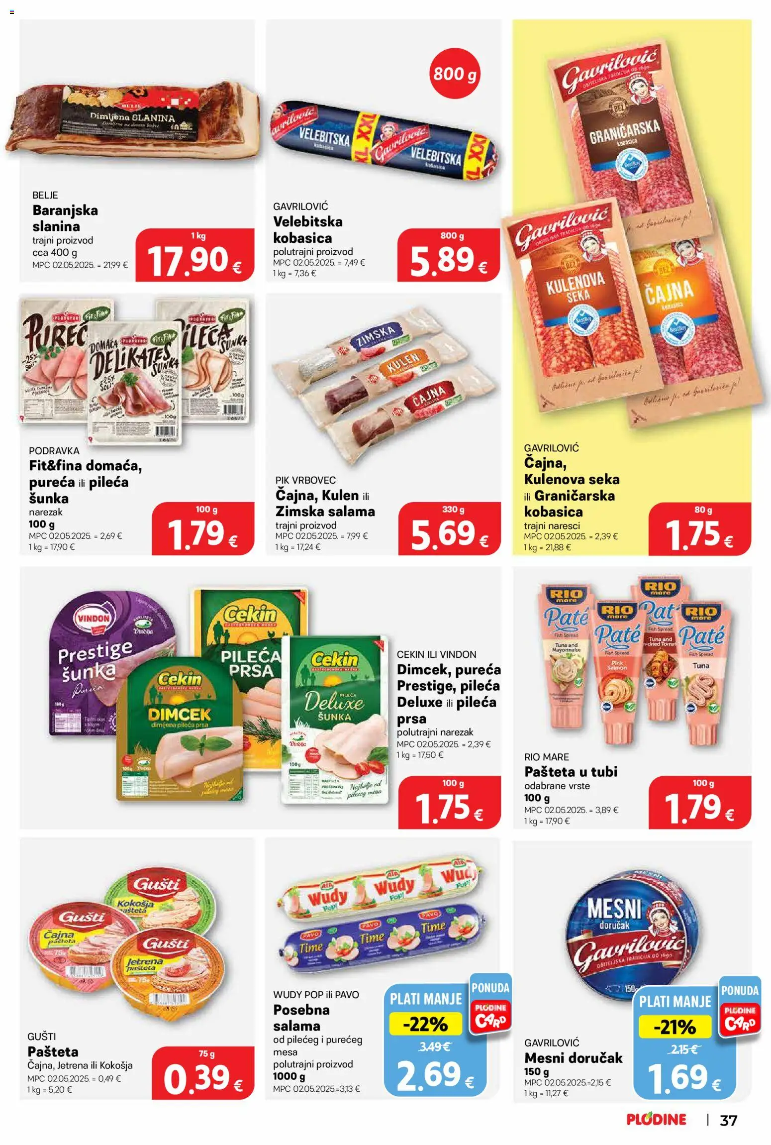 Plodine katalog | vrijedi od 18.06.2026 | Stranica: 37 | Proizvodi: Salama, Podravka, Pašteta, Tuna