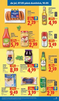 Ofertele Lidl valabile de la 04.05.2026 | Pagină: 25 | Produse: Bere, Făină, Ketchup, Cârnați