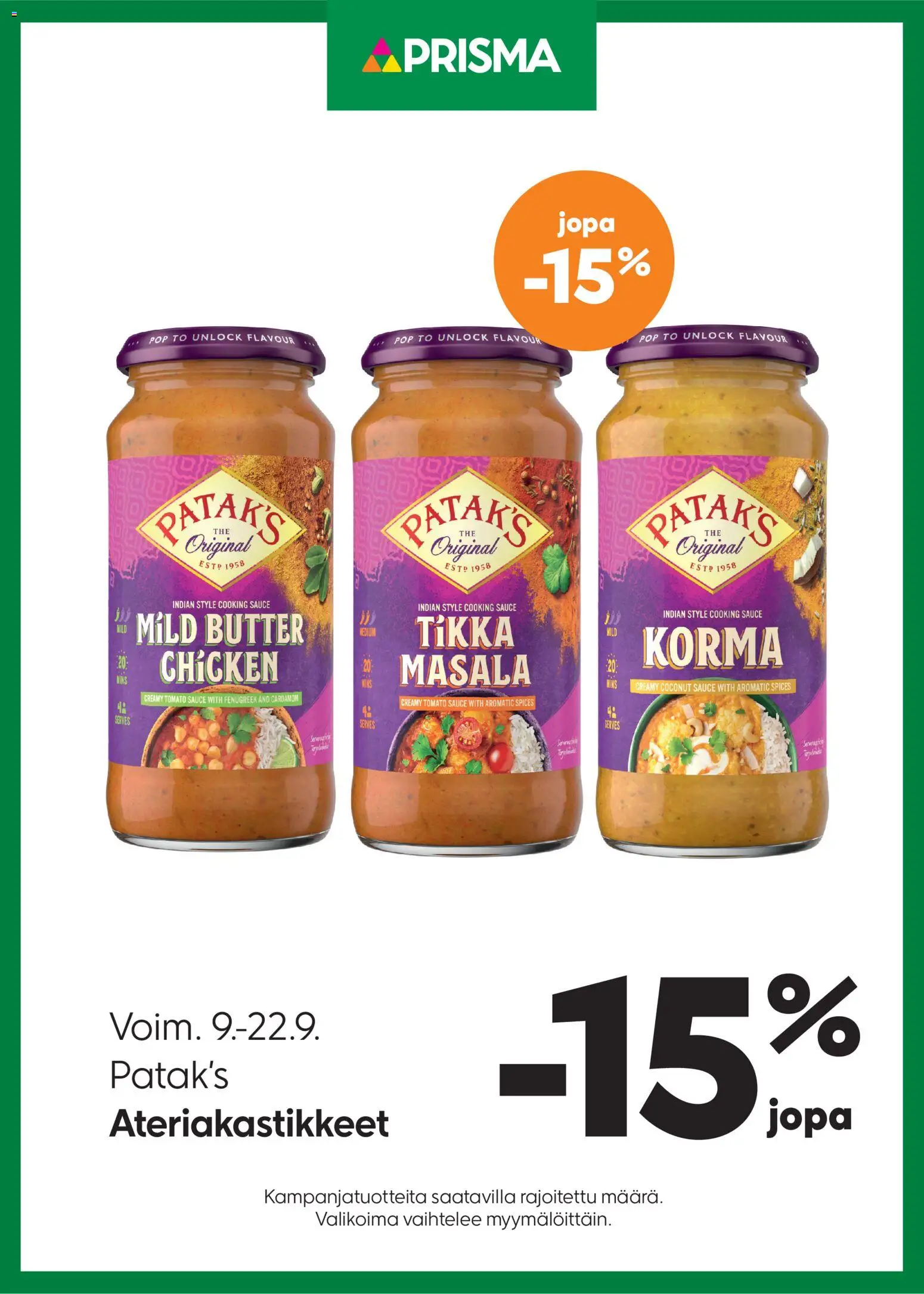 Prisma - Patak’s – voimassa 09/09/2026 alkaen | Sivu: 1