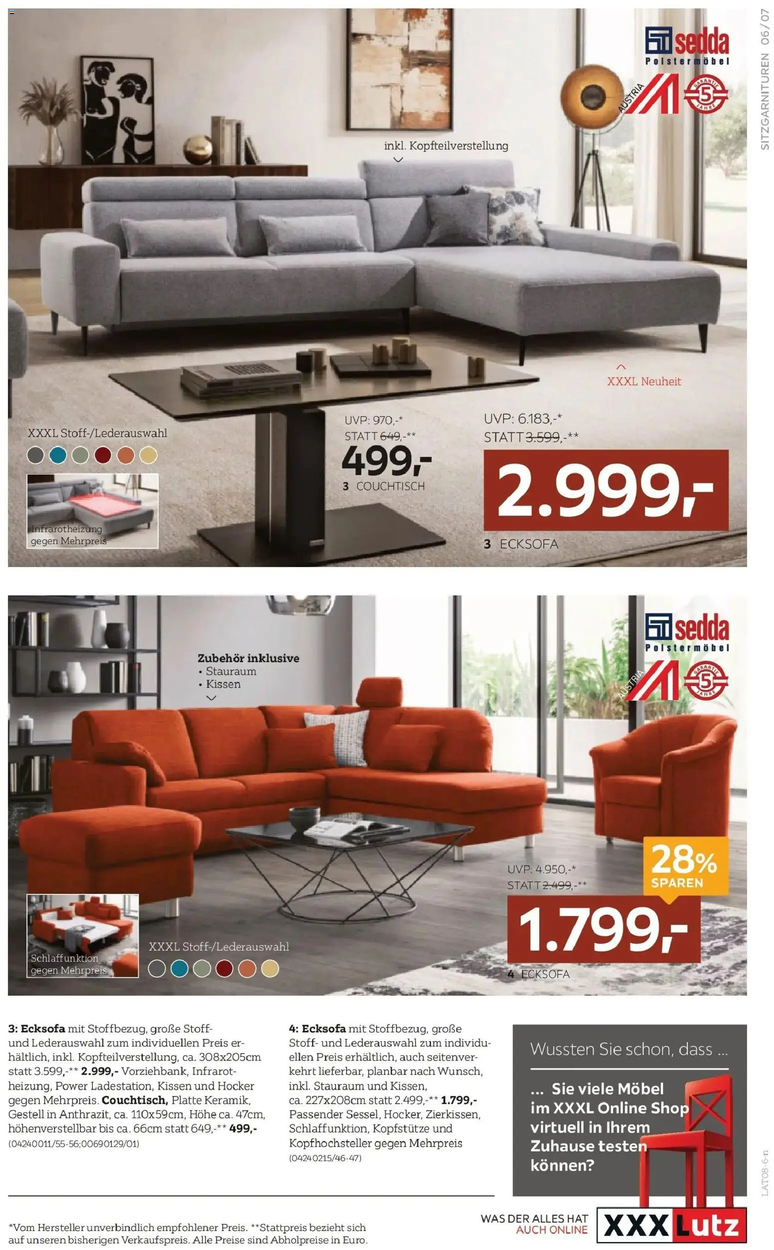 XXXLutz Polstermöbel gültig ab 28.07.2026 | Seite: 7 | Produkte: Kissen, Couchtisch