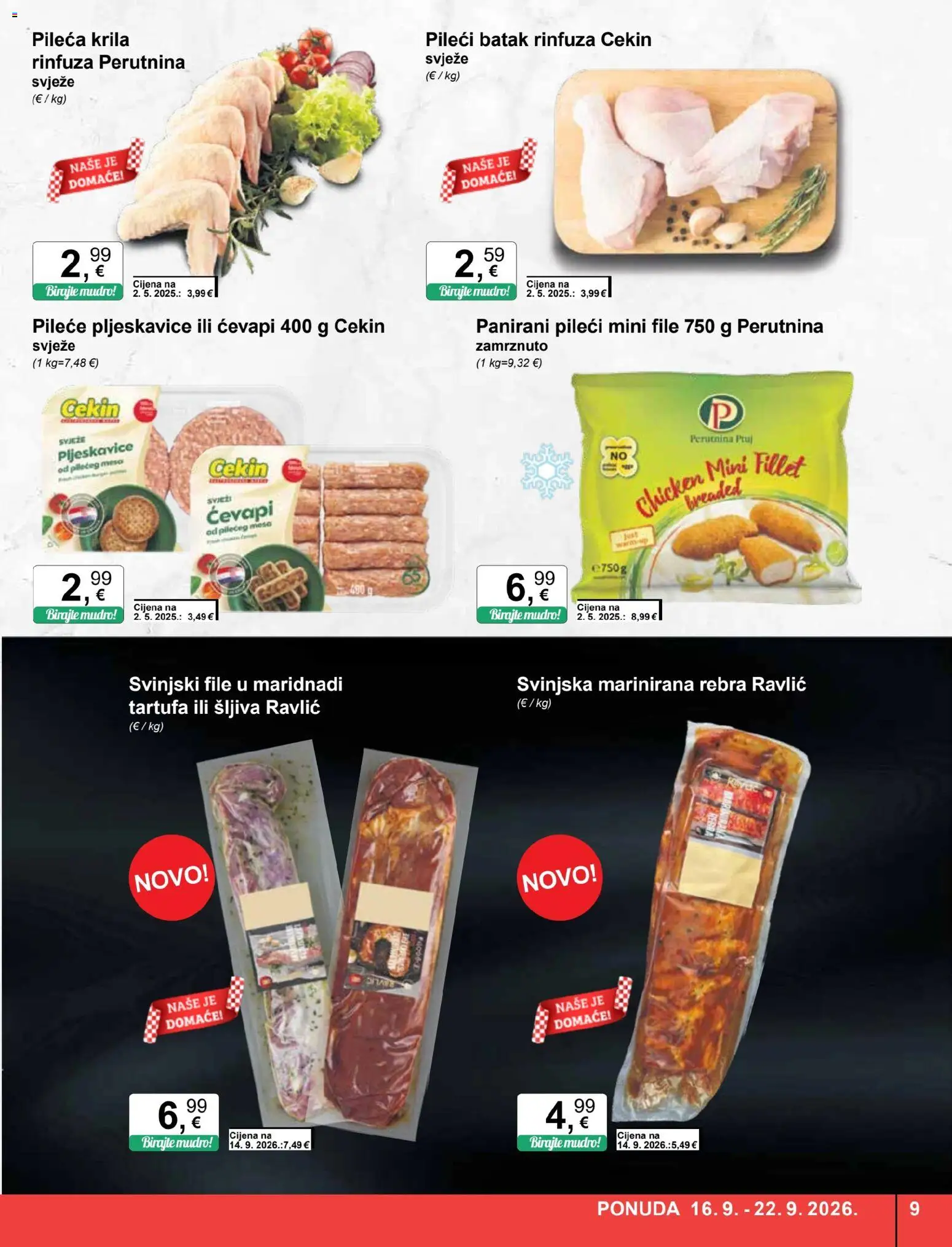 KTC katalog | vrijedi od 16.09.2026 | Stranica: 9 | Proizvodi: Marinirana rebra, Pileća krila, Svinjski file, Pileći batak