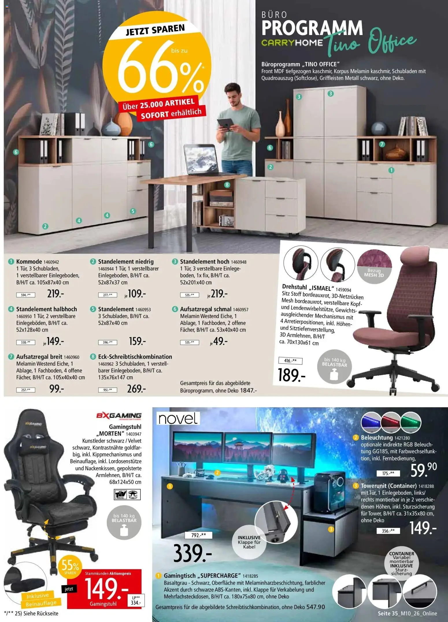 Zurbrüggen - Zurbrüggen: Mitnahme Möbel (ab 08.08.2026) zum Blättern | Seite: 35 | Produkte: Kabel, Kommode, Gamingstuhl