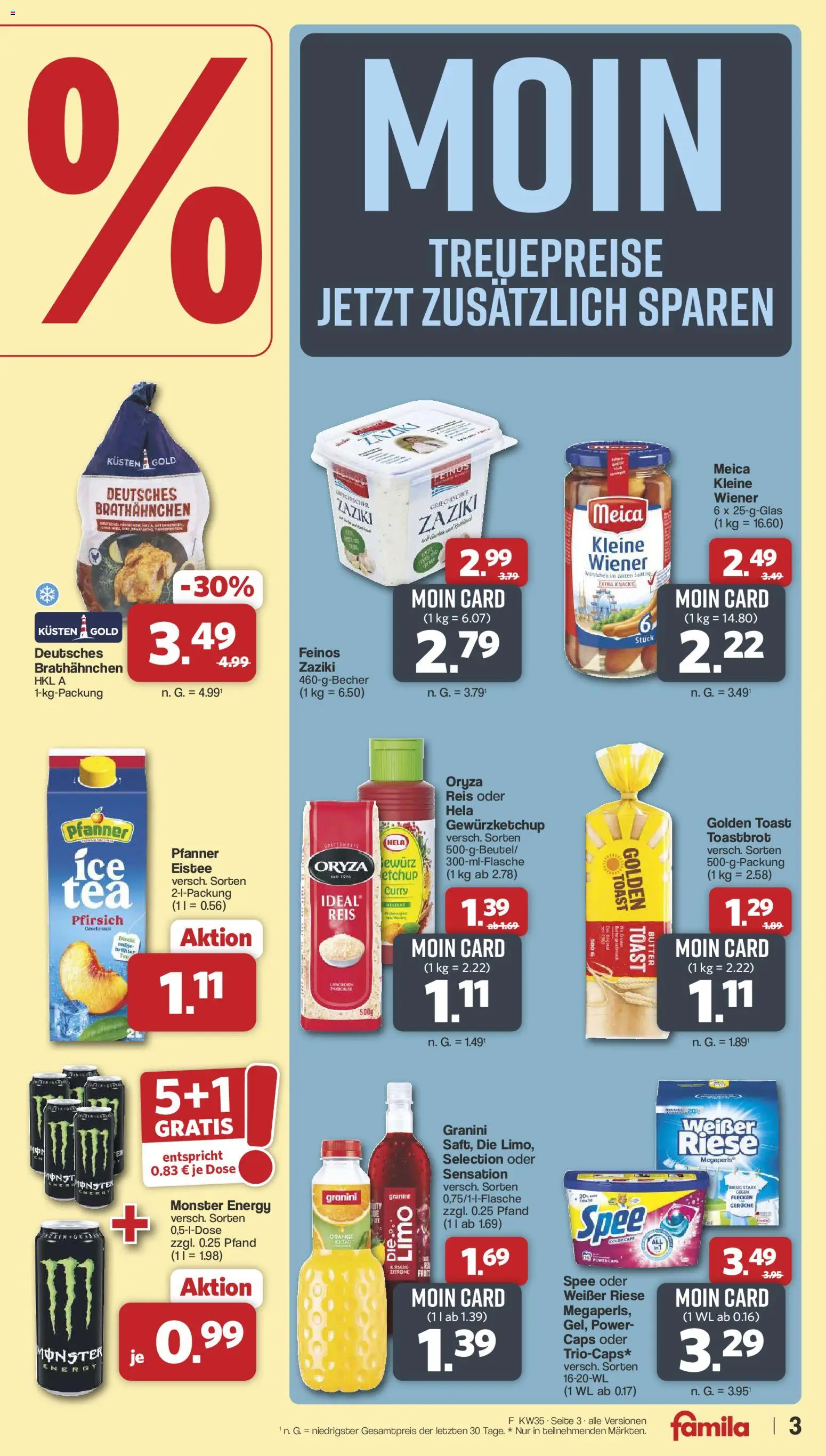 Famila Nordwest Prospekt – gültig ab 23.08.2026 | Seite: 3 | Produkte: Energy, Spee, Granini, Reis