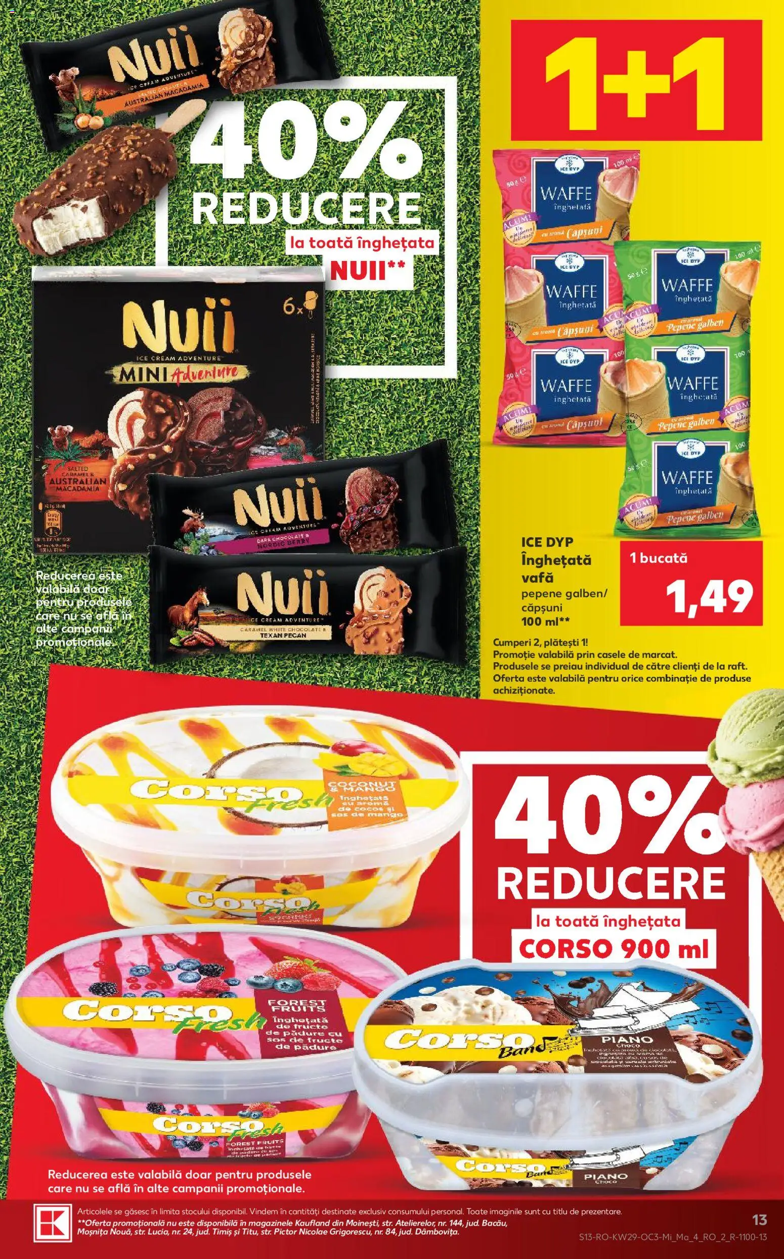 Noul catalog Kaufland – valabil de la 15.07.2026 | Pagină: 13 | Produse: Pepene Galben, Căpșuni, Înghețată, Mango