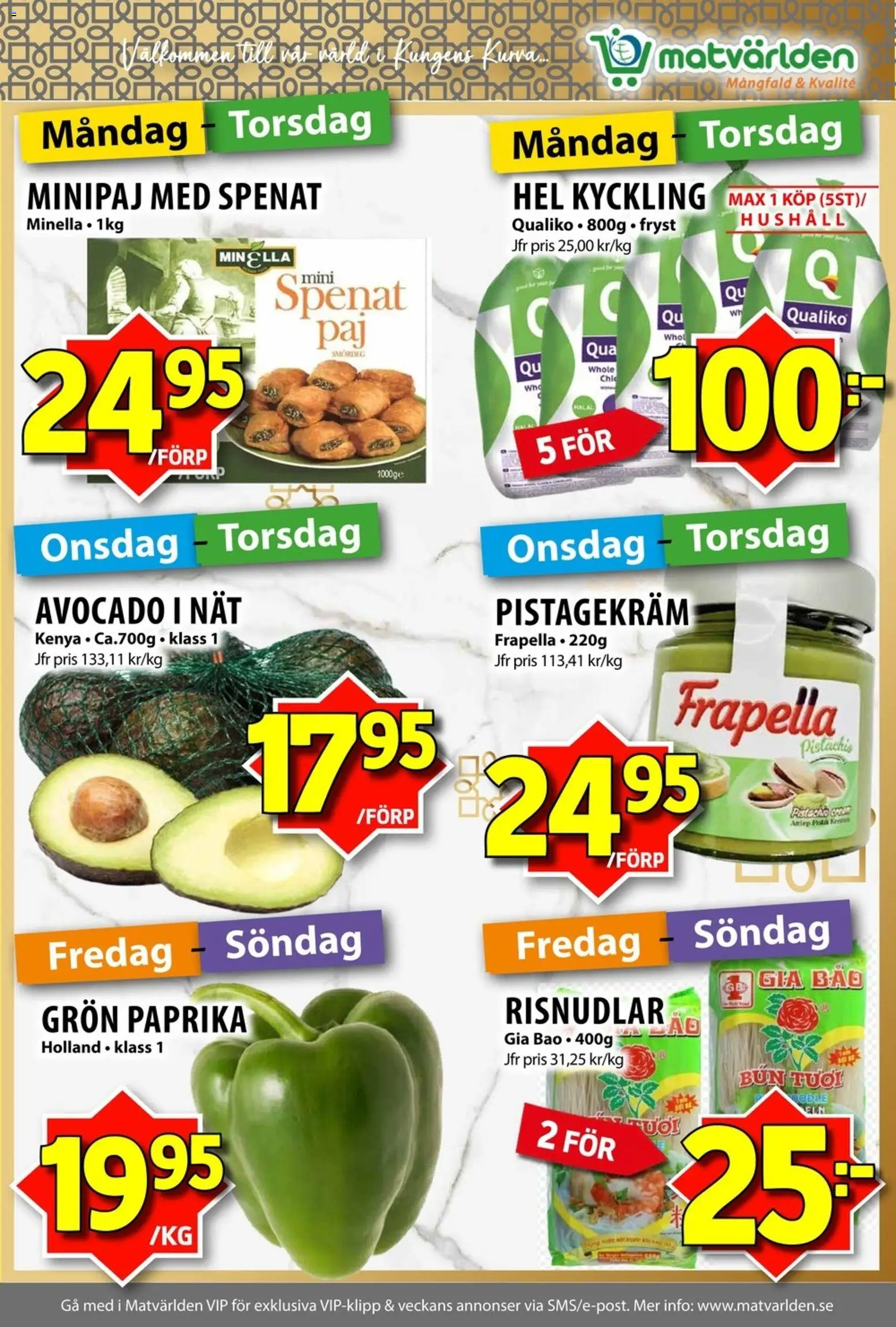 Matvärlden reklamblad aktuell från 26/10/2026 | Sida: 2 | Produkter: Avocado, Pistagekräm, Smördeg, Grön paprika