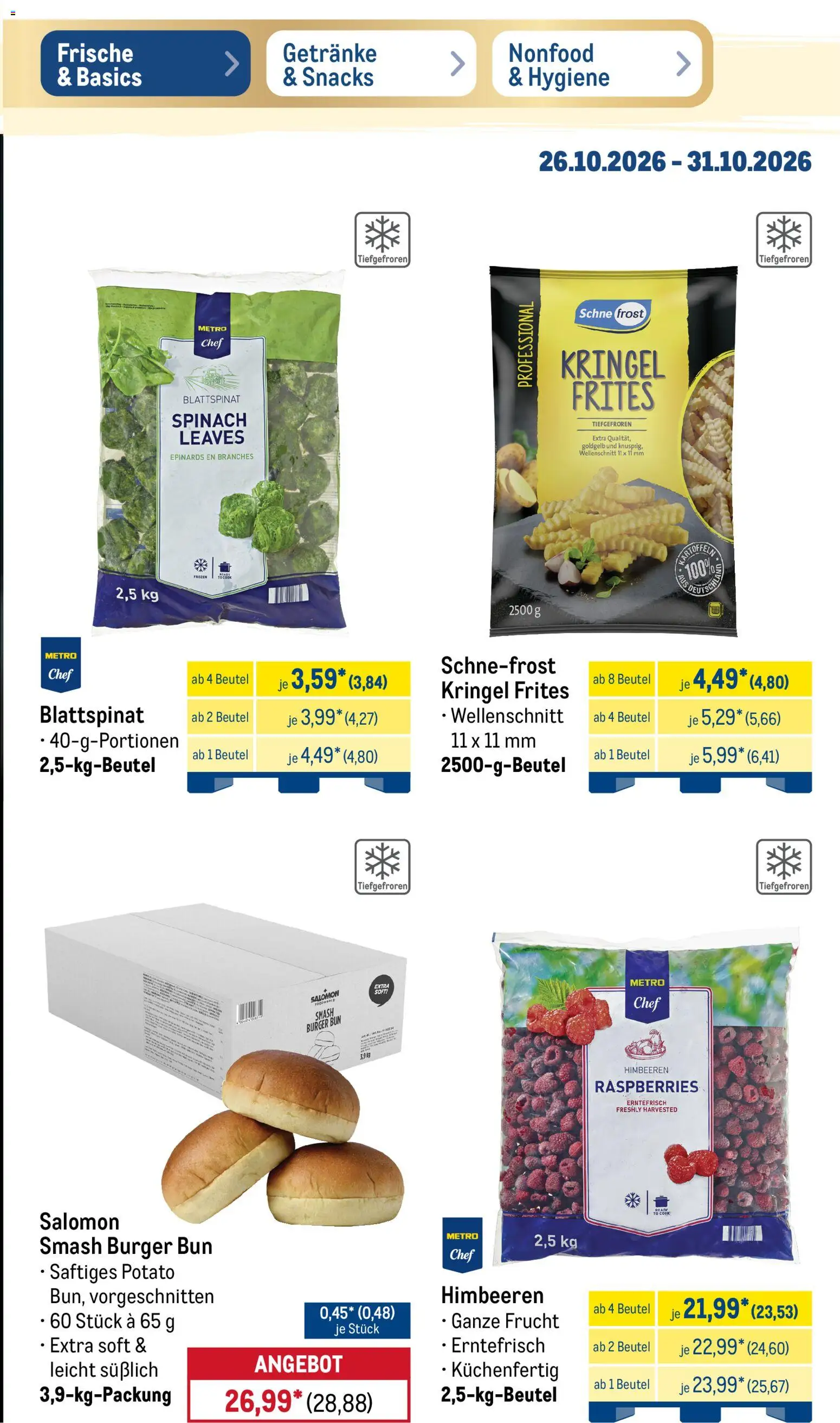 Metro Prospekt – gültig ab 26.10.2026 | Seite: 17 | Produkte: Himbeeren, Burger, Burger bun