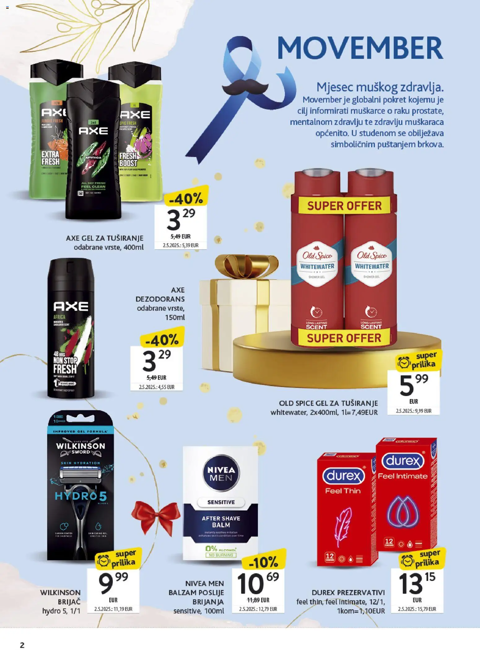 Konzum HR akciós ujság - amely érvényes a következő dátumtól: 2026.11.02. | Oldal: 2 | Termékek: Old spice, Nivea, Durex, Gél