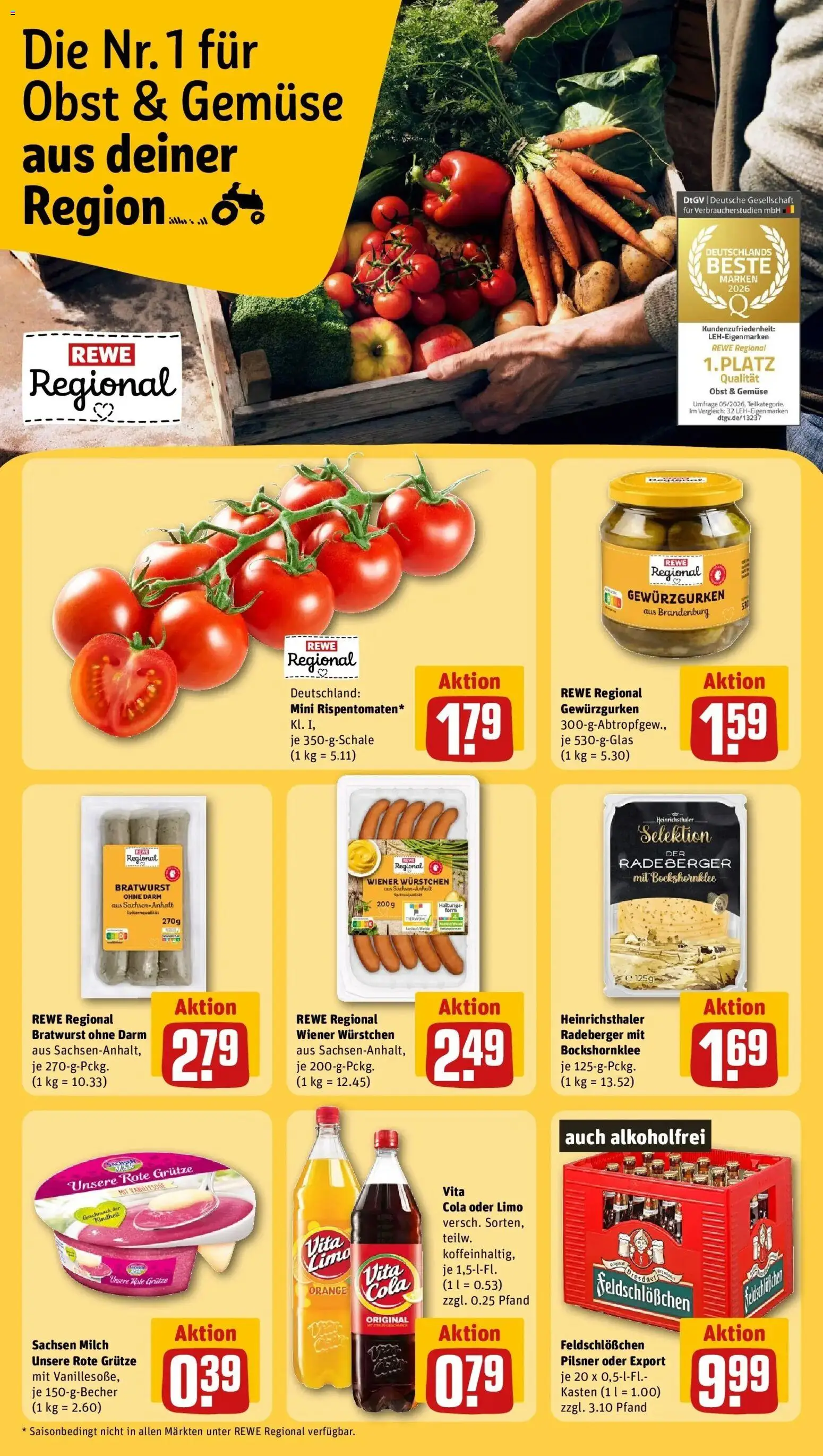 REWE Prospekt ab 07.09.2026 zum Blättern » Angebote | Seite: 15 | Produkte: Wiener wurstchen, Gemüse, Obst, Vita cola