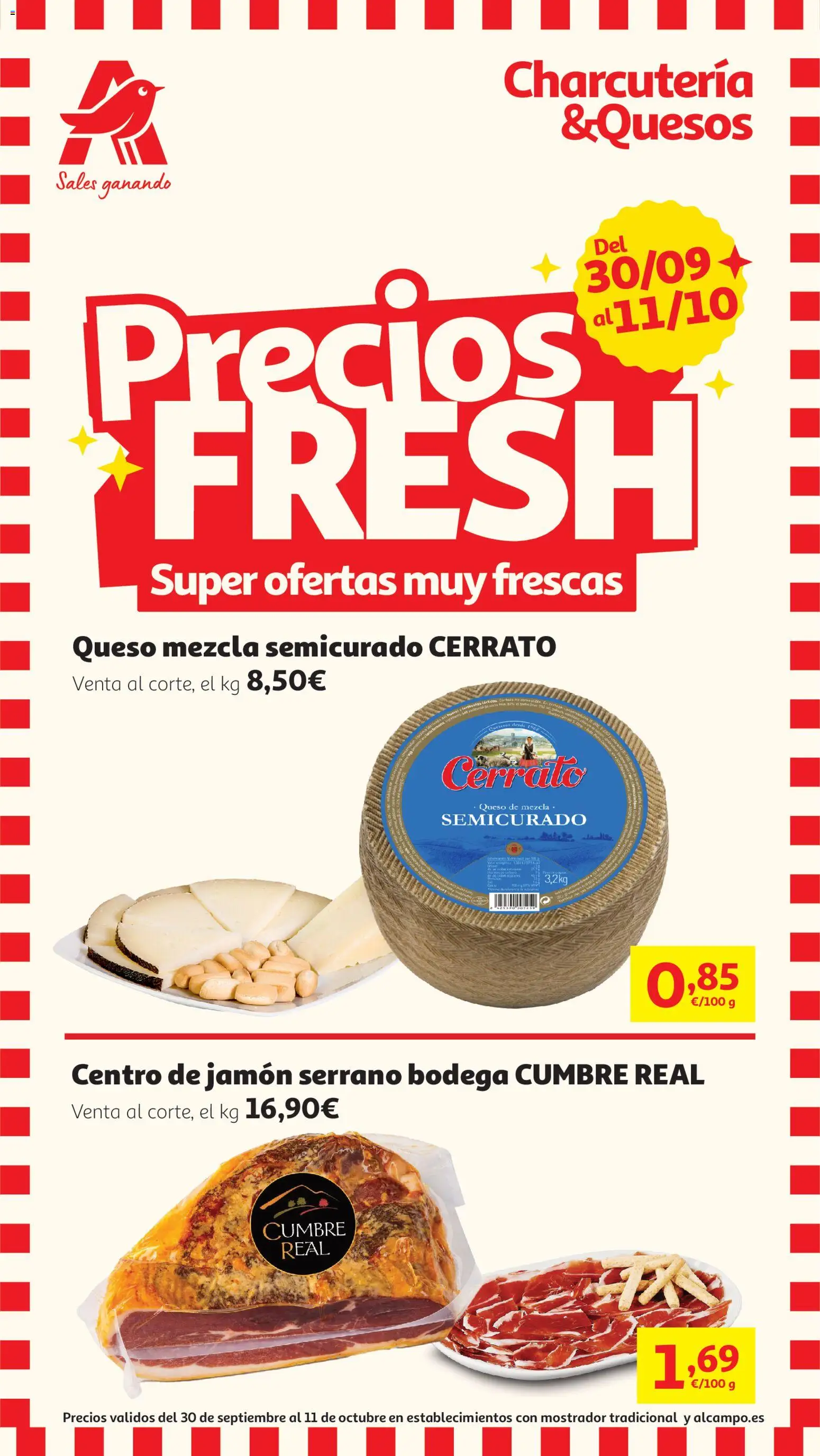 Alcampo Charcu y quesos │ válido desde el 30/09/2026 | Página: 1 | Productos: Jamón serrano, Queso, Jamón