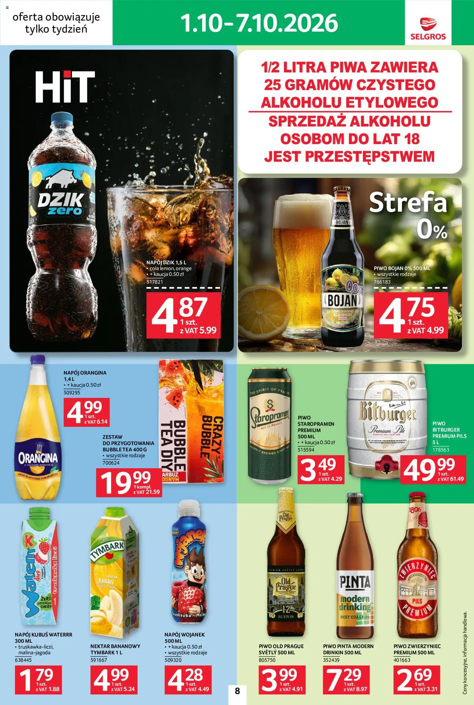 Selgros cash&carry gazetka - Jeszcze więcej super promocji od 01.10.2026 | Strona: 8 | Produkty: Arbuz, Kubuś, Tymbark, Banan