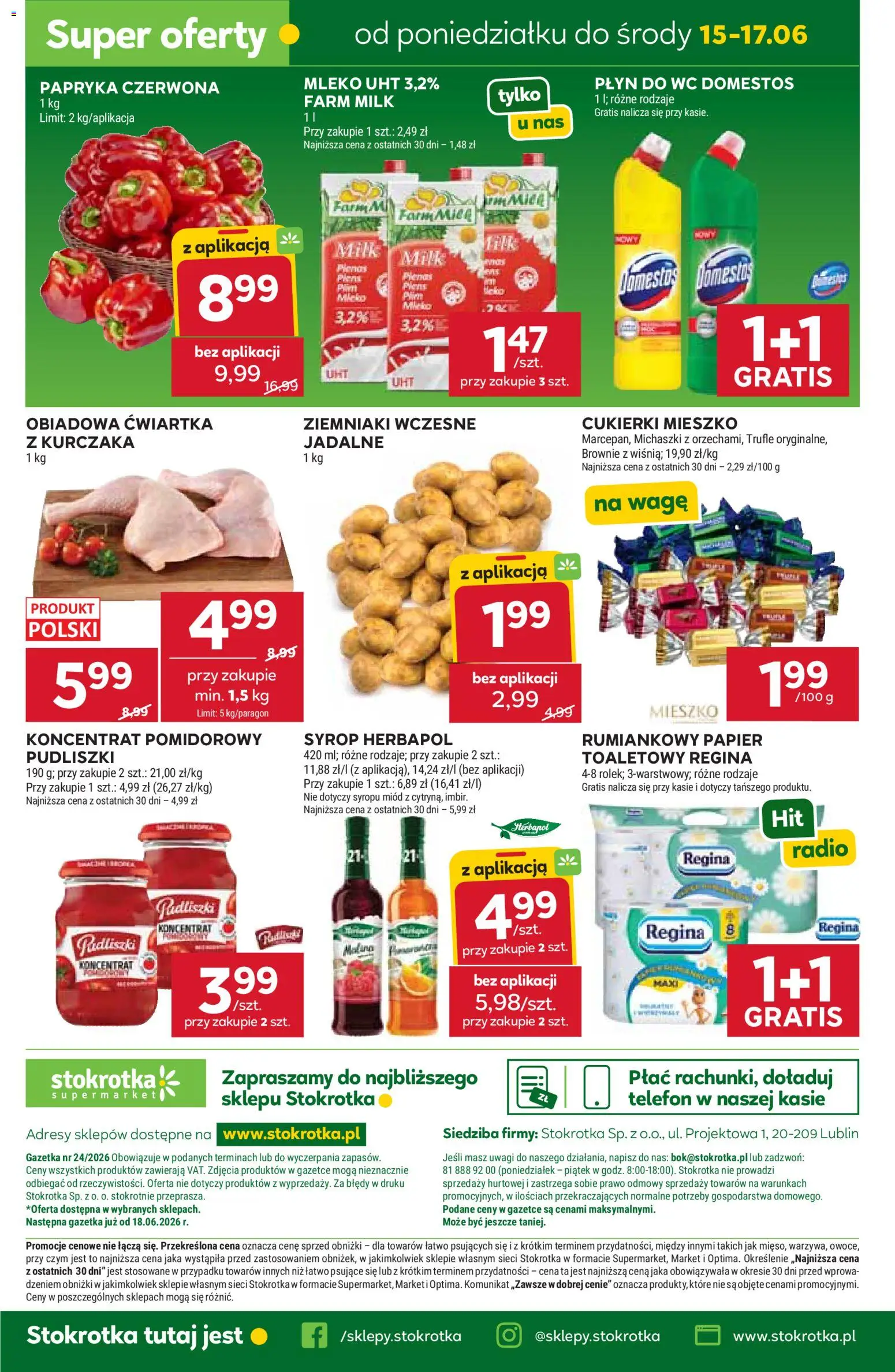 Stokrotka gazetka od 11.06.2026 | Strona: 57 | Produkty: Mleko, Papryka czerwona, Brownie, Ziemniaki