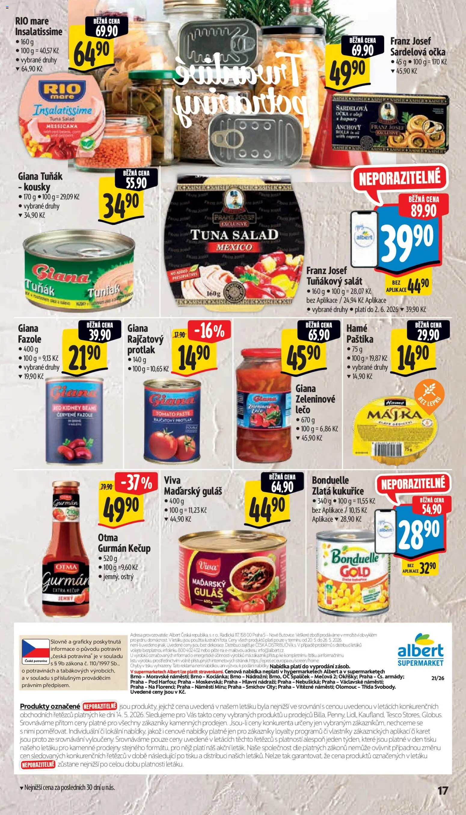 Albert leták - Supermarket od 20.05.2026 | Strana: 25 | Produkty: Tuňák, Salát, Rio mare, Guláš