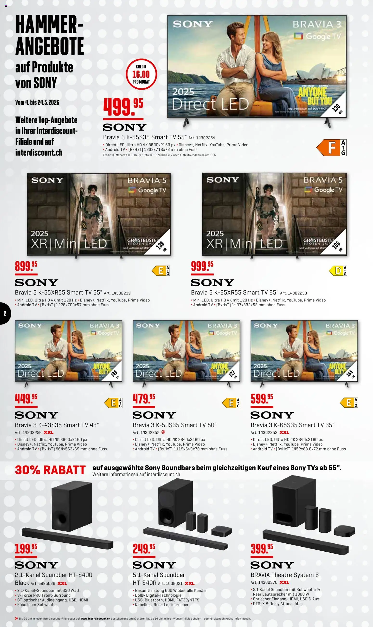 Interdiscount aktionen Wochen Knaller – gültig ab 11.05.2026 | Seite: 2 | Produkte: Soundbar, Video, Lautsprecher, Sony
