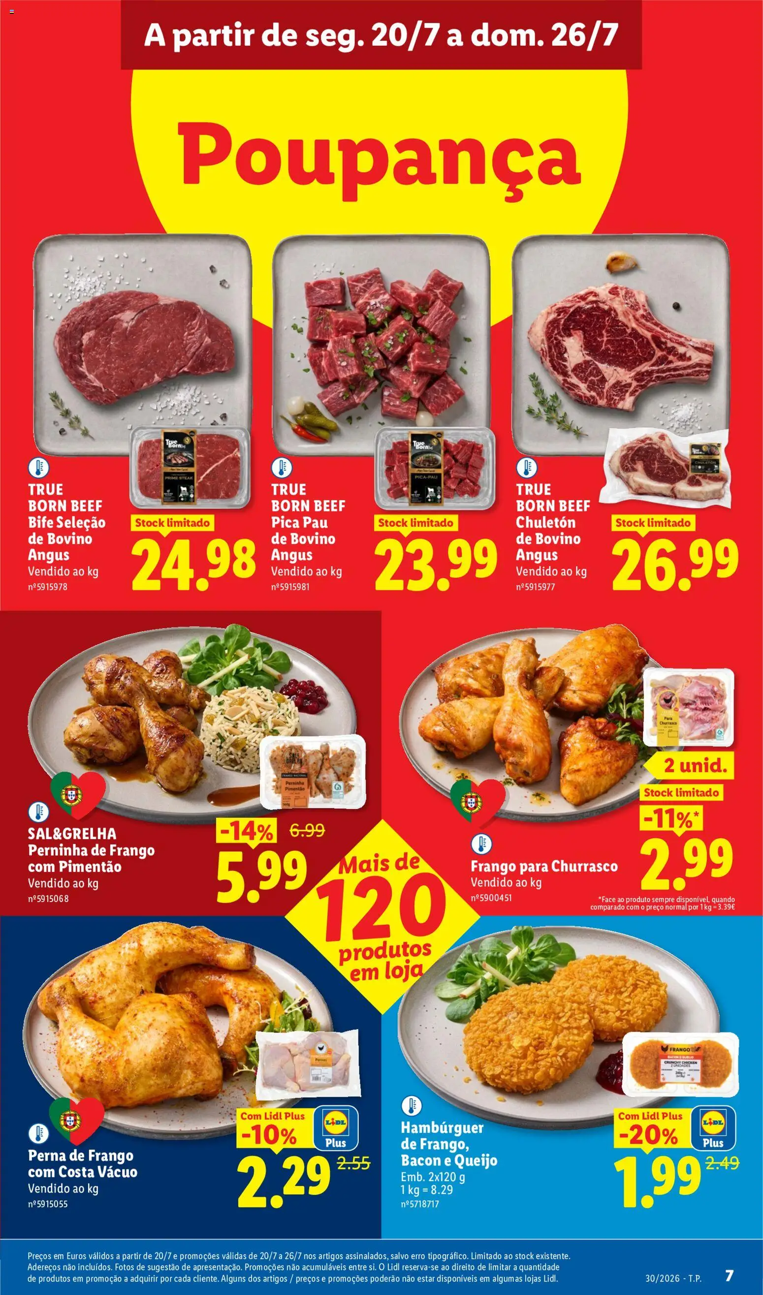 Lidl folheto │ válido de 20/07/2026 | Página: 7 | Produtos: Bacon, Frango, Pimentão, Queijo