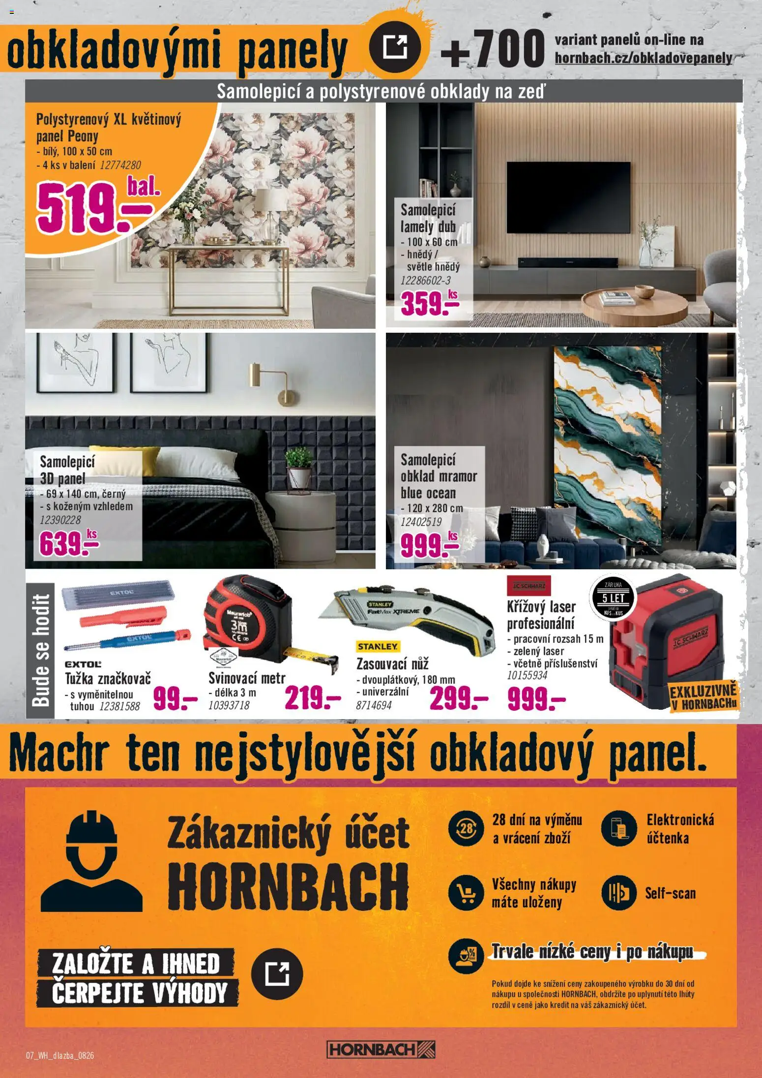 HORNBACH leták - Dlažba a obklady od 19.08.2026 | Strana: 7 | Produkty: Křížový laser, Nůž, Tužka