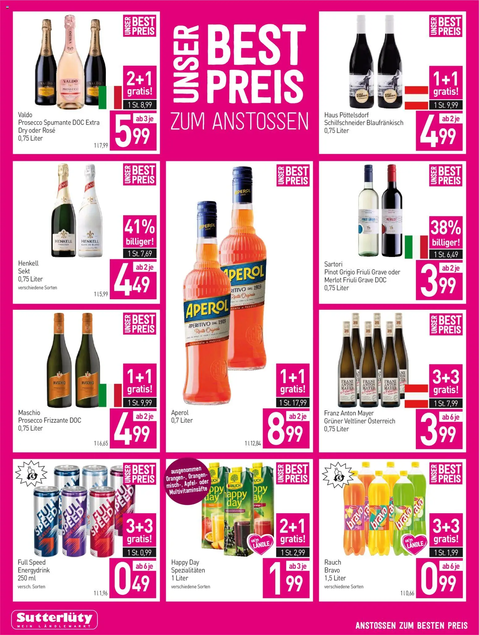 Sutterlüty Flugblatt gültig ab 20.08.2026 | Seite: 14 | Produkte: Aperol, Prosecco, Äpfel, Orangen