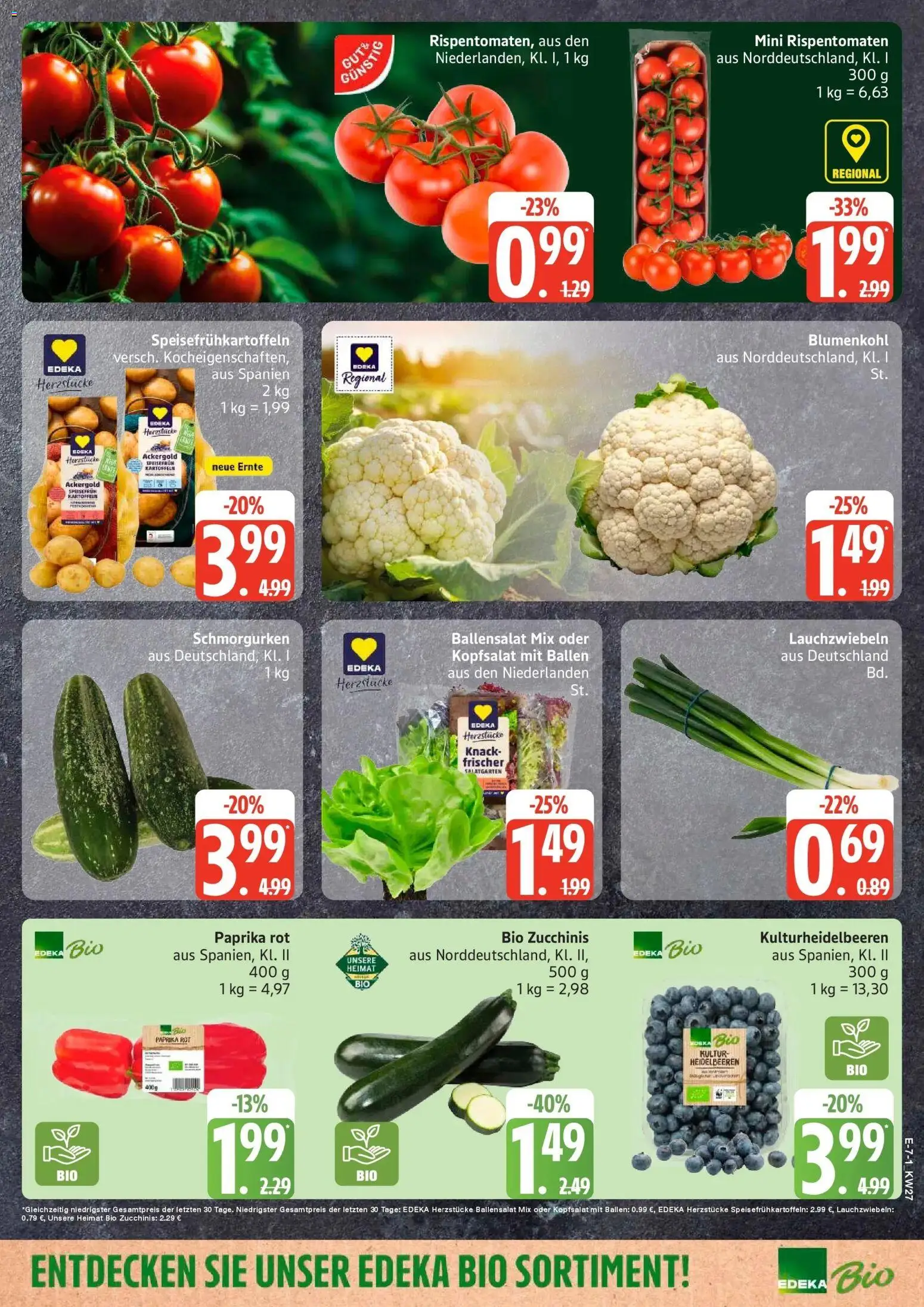 Edeka - EDEKA: Wochenangebote – gültig ab 28.06.2026 | Seite: 7 | Produkte: Paprika rot, Heidelbeeren, Kartoffeln, Blumenkohl
