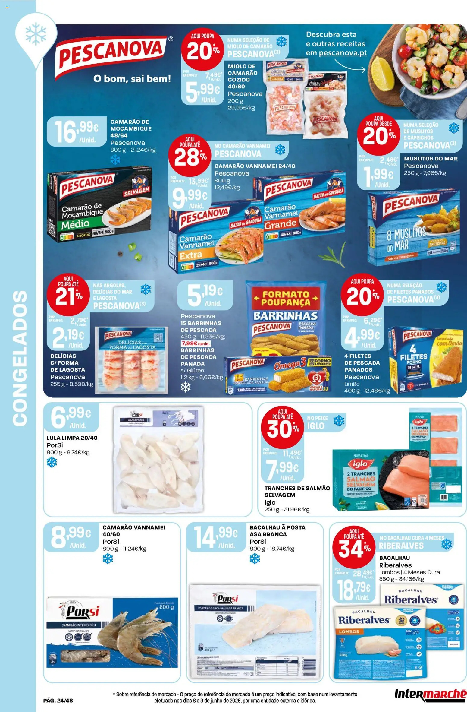 Intermarché folheto │ válido de 09/07/2026 | Página: 24 | Produtos: Forno, Bacalhau, Camarão, Base