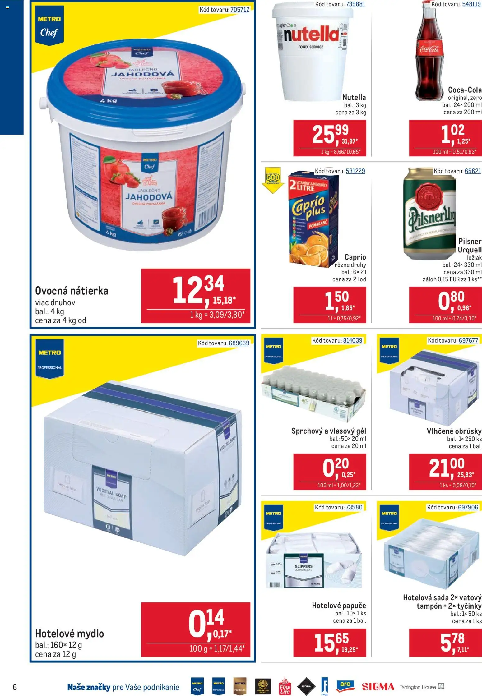 Nové Metro akcie – leták je platný od 16.06.2026 | Strana: 6 | Produkty: Papuče, Coca cola, Cola, Nutella