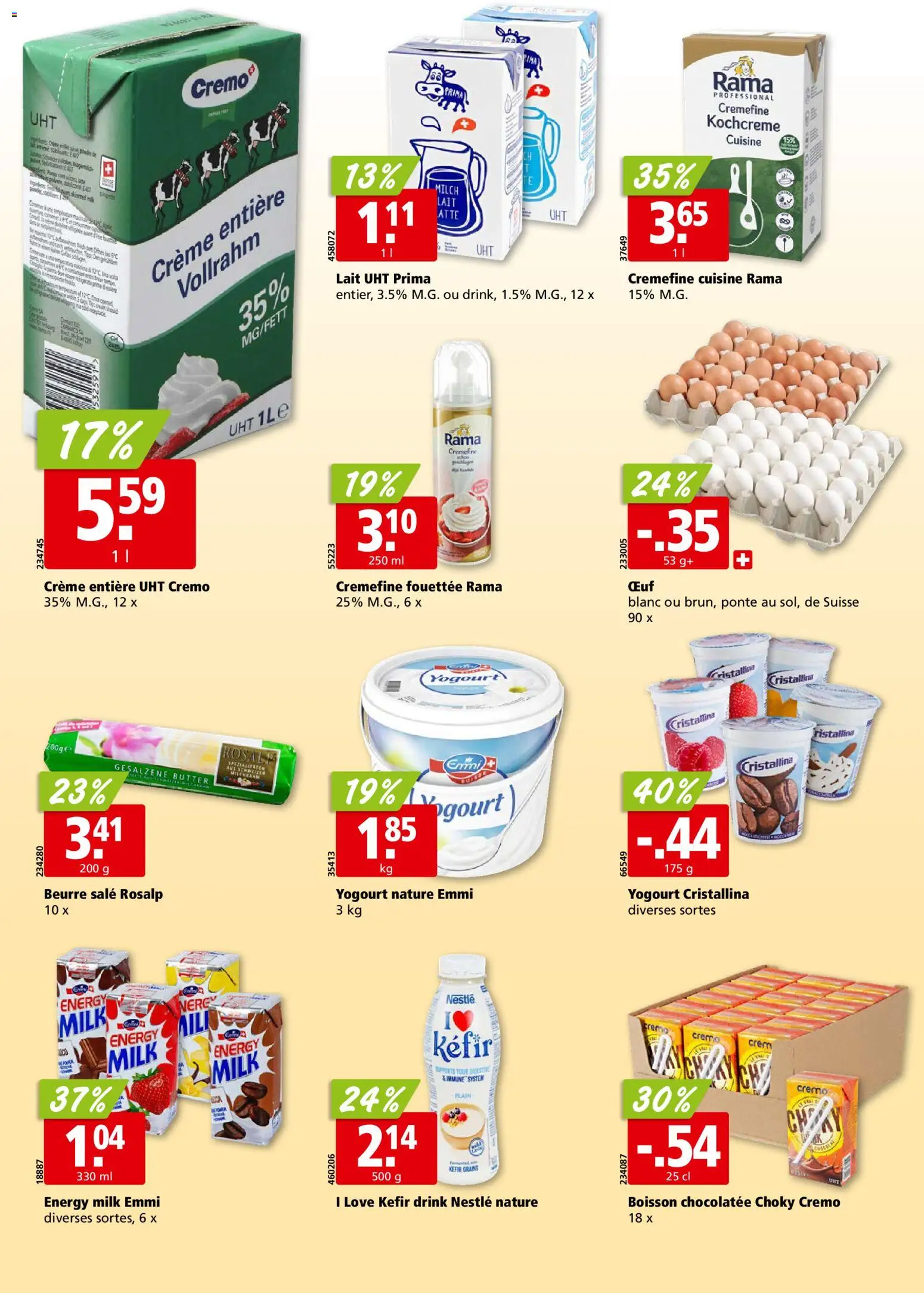 Aligro aktionen Chavannes, Matran, Genève, Sion – gültig ab 27.07.2026 | Seite: 14 | Produkte: Kefir, Milch, Butter, Creme
