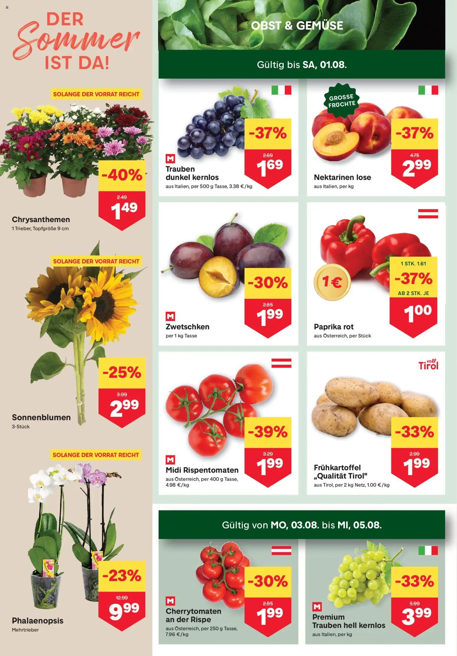 MPREIS Flugblatt gültig ab 30.07.2026 | Seite: 2 | Produkte: Gemüse, Obst