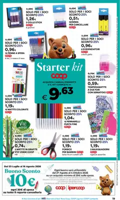 Anteprima del volantino Ipercoop volantino Scuola Torino valido a partire dal 09/07/2026 | Pagina: 19 | Prodotti: Temperamatite, Forbice, Colla, Matite colorate