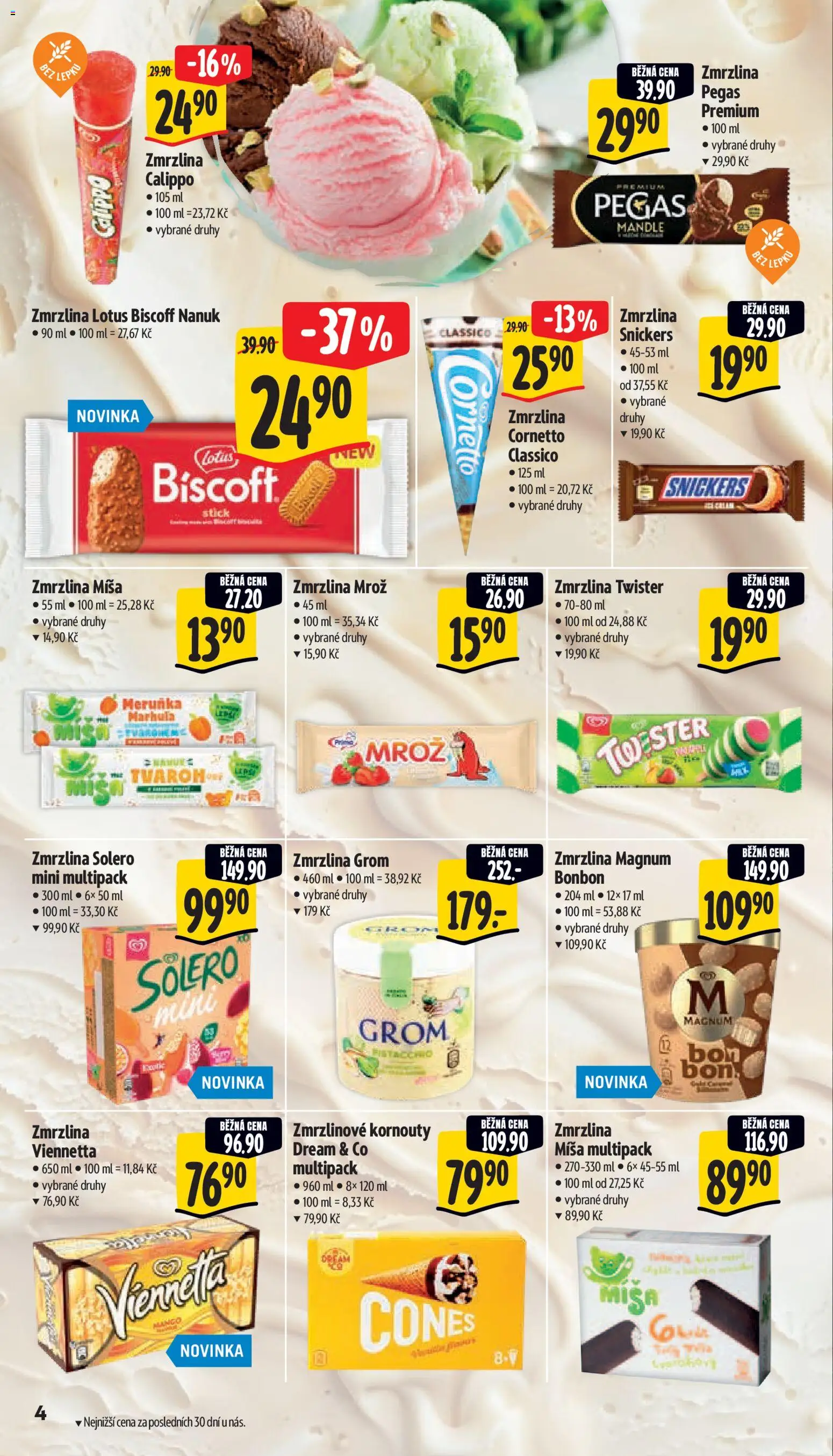 Albert leták - Supermarket od 15.04.2026 | Strana: 10 | Produkty: Zmrzlina, Zmrzlinové kornouty, Lotus Biscoff, Grom zmrzlina