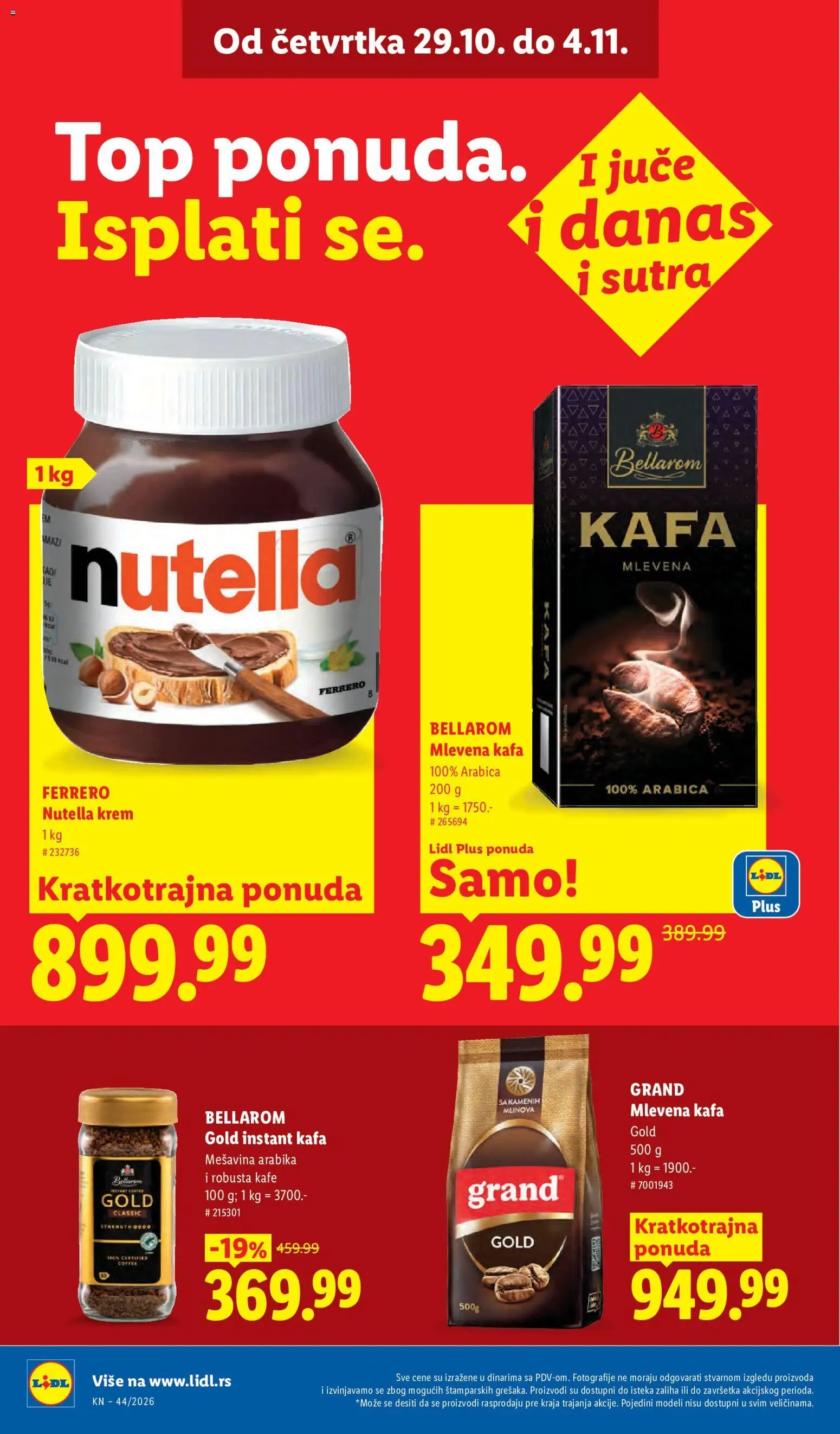 Lidl katalog - važi od 29.10.2026 | Strana: 32 | Proizvode: Kapa, Instant kafa, Kafa, Nutella