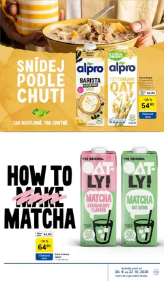 Náhled letáku Oatly Ovesný nápoj, 1 l, dva druhy od 30.09.2026 | Strana: 19 | Produkty: Ovesný nápoj, Matcha, Alpro