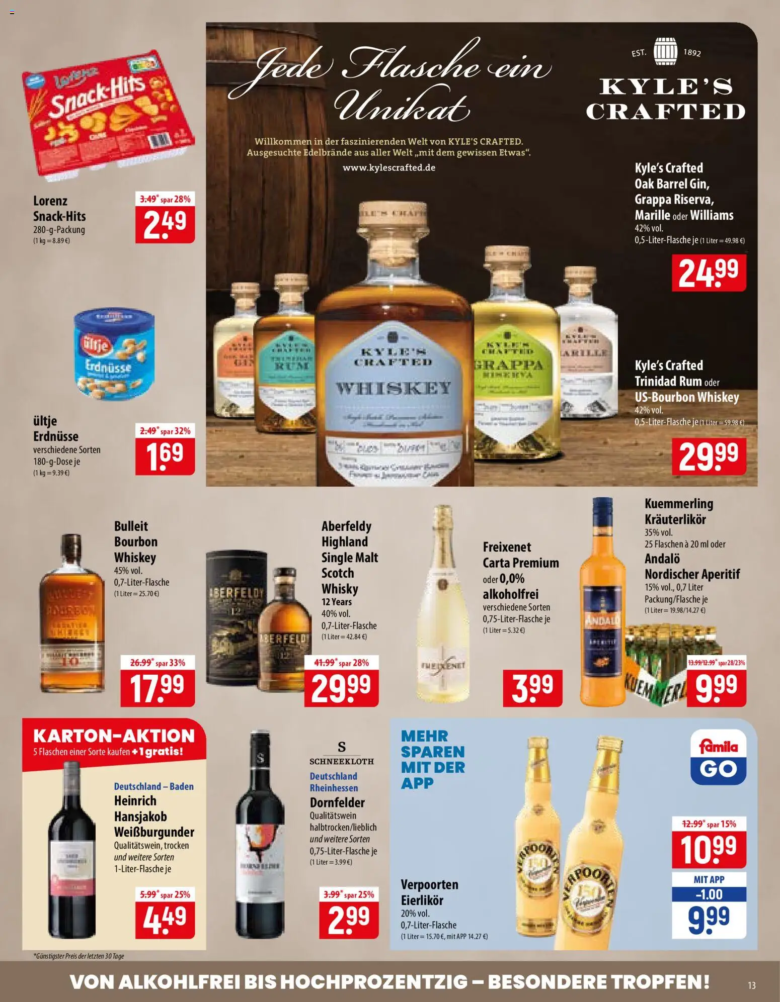 Famila Prospekt – gültig ab 19.10.2026 | Seite: 13 | Produkte: Erdnüsse, Rum, Bourbon, Whiskey