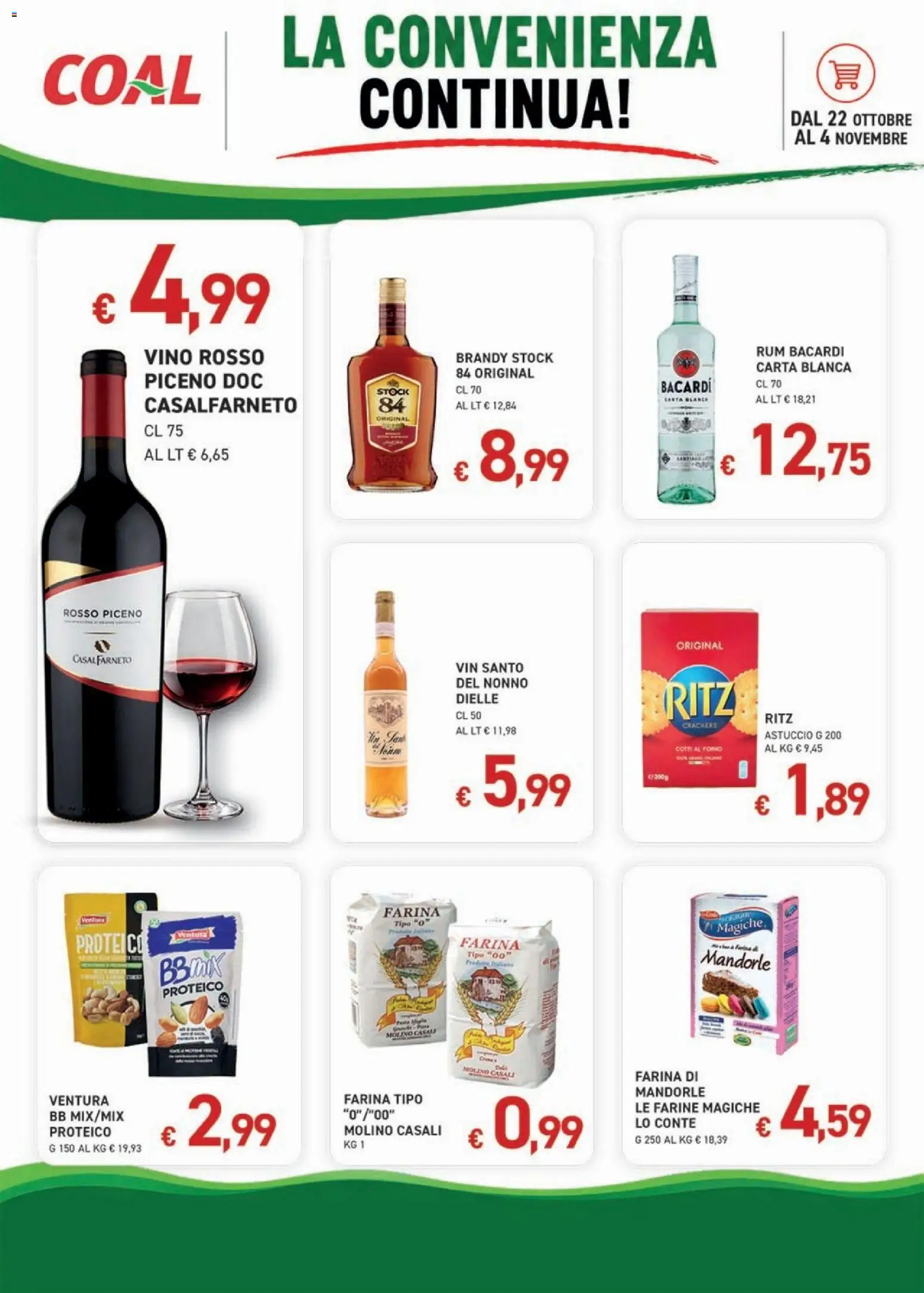 Volantino Coal del 22/10/2026 | Pagina: 4 | Prodotti: Vino, Farina, Crackers, Brandy