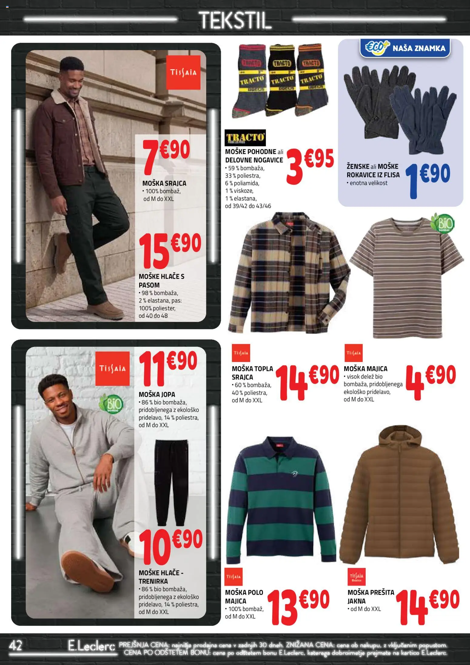 Novi E.leclerc katalog ponudbe – veljaven od 30.09.2026 | Stran: 42 | Izdelki: Srajca, Trenirka, Majica, Hlace