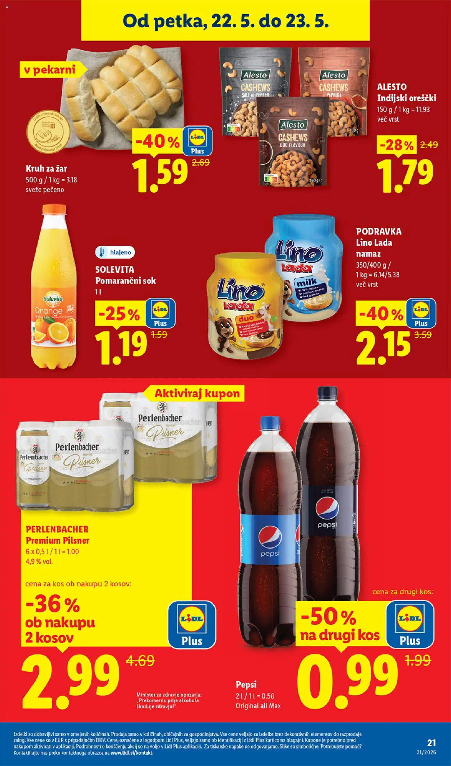 Novi Lidl katalog ponudbe – veljaven od 21.05.2026 | Stran: 39 | Izdelki: Zar, Indijski oreščki, Kos, Kruh
