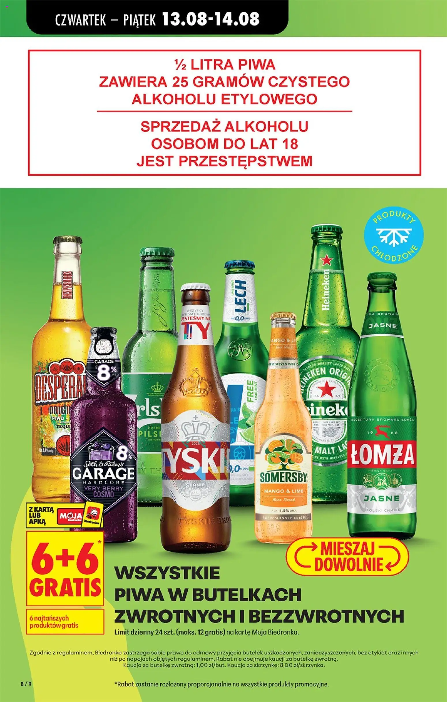 Biedronka gazetka od środy od 12.08.2026 | Strona: 10 | Produkty: Mango, Tyskie, Somersby, Heineken