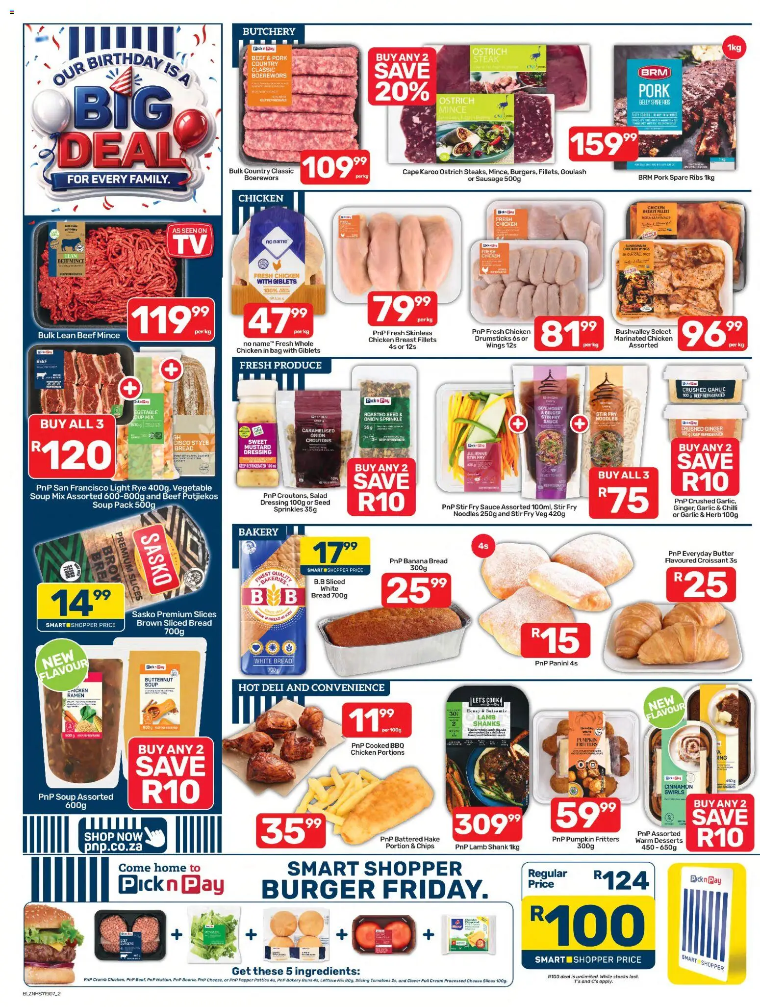 New Pick n Pay catalogue – valid from 24/07/2026 | Page: 2 | Products: Buns, Butter, Cream, Sauce